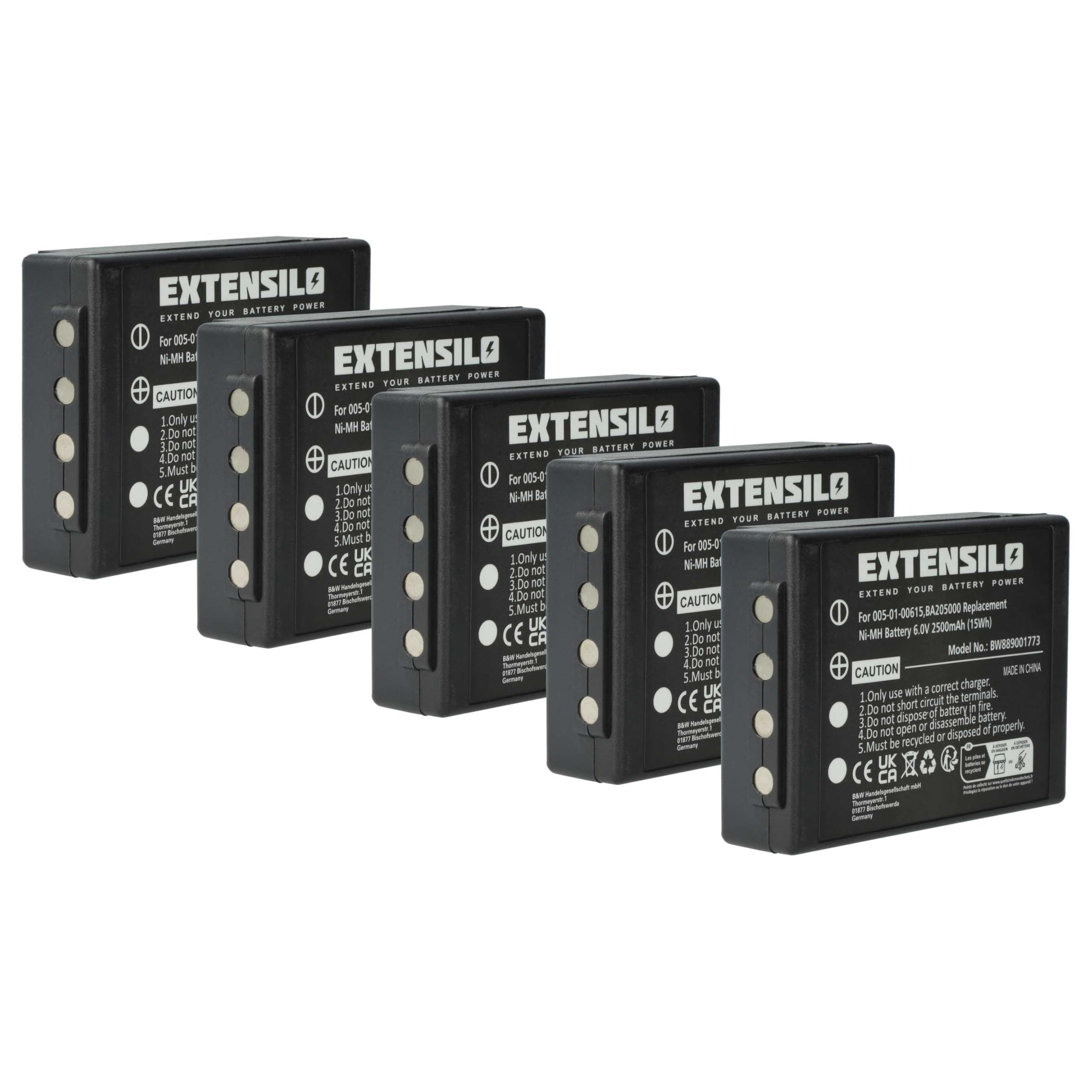 5X bateria zastępuje HBC 005-01-00615, BA205000, BA205030 do pilotów przemysłowych (2500 mAh, 6 V, NiMH) - czarny