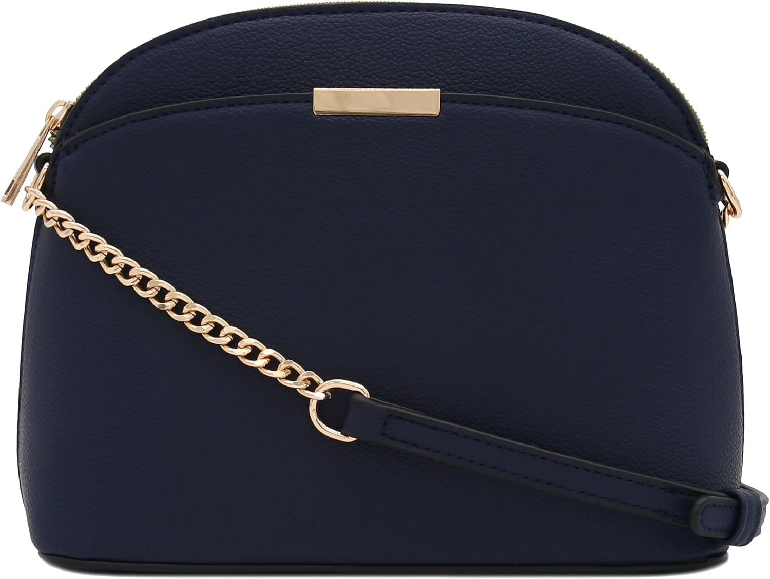 FashionPuzzle Faux Leather Small Dome Crossbody Bag with Chain Strap