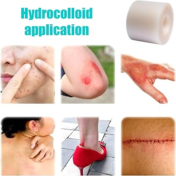 Hydrocolloid Roll 5x150cm, Hydrocolloid Dressings Plasters Tape Bandages Patches Pads Roll, Cut-to-Size Waterproof Dressing Tape, for Cuts, Blisters, Oozing Pimple, Scratches