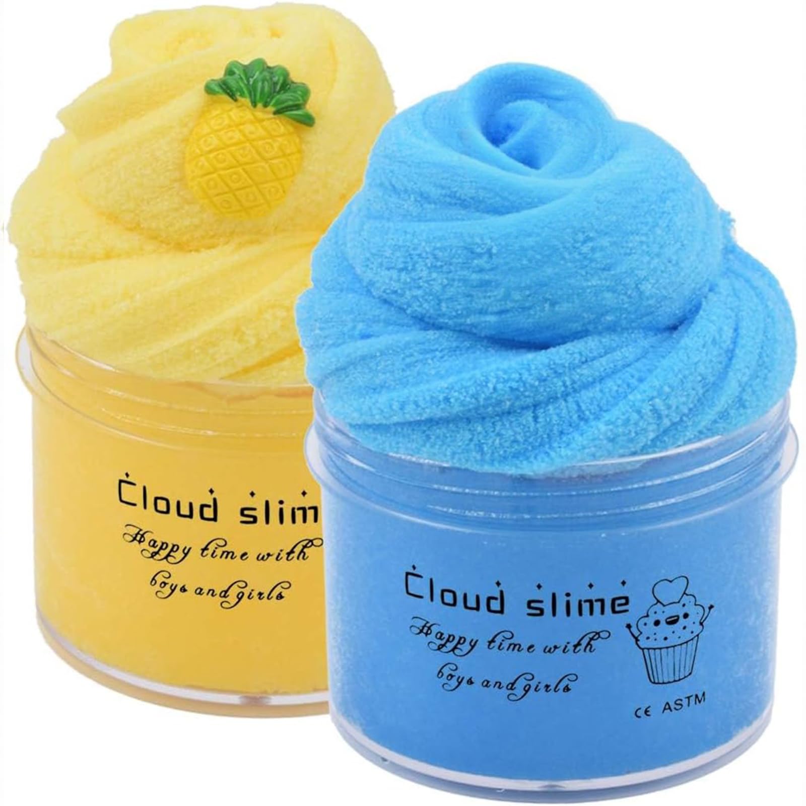 2 Pack Upgrade Pineapple Blue Stitch Fluffy Cloud Slime, Super Soft And Non-Sticky Scented DIY Sludge Toy (8Oz)