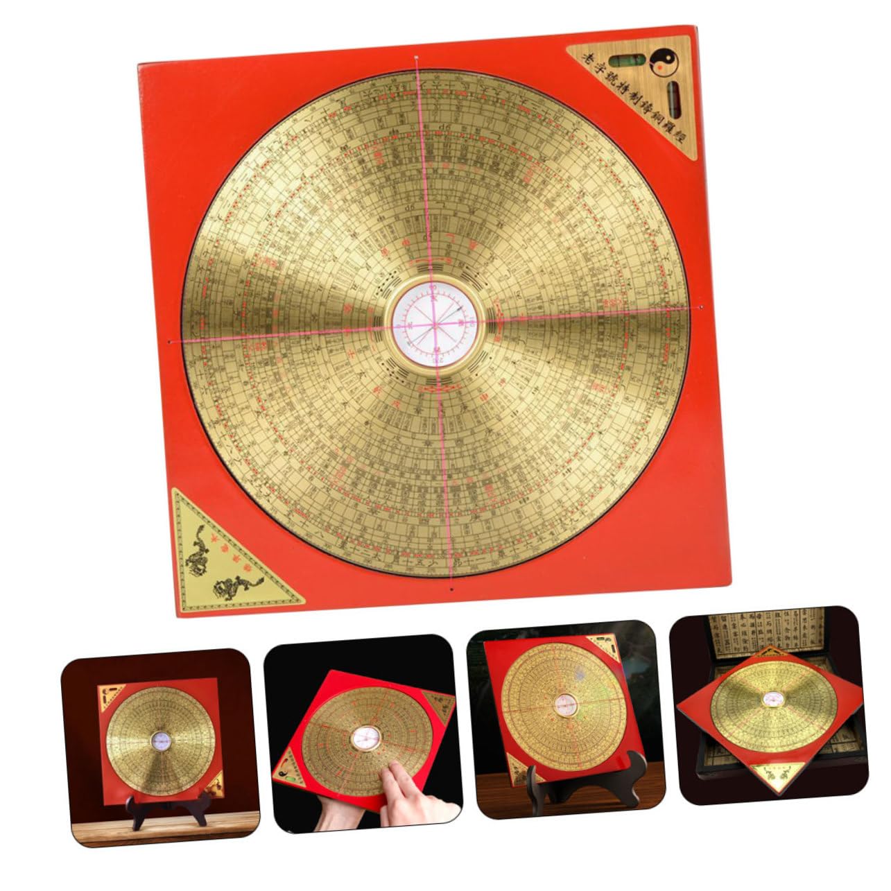 Brújula China Pequeña de Metal Rojo, Estilo Retro Tradicional | Adorno Taoísta Antiguo, Hierro y Cobre, Ligera para Hiking y Colección