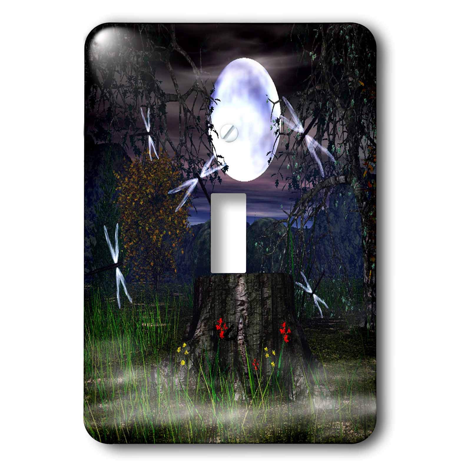 Interrupteur 3dRose lsp_47987_1 souche d'arbre et libellules, finition haut de gamme