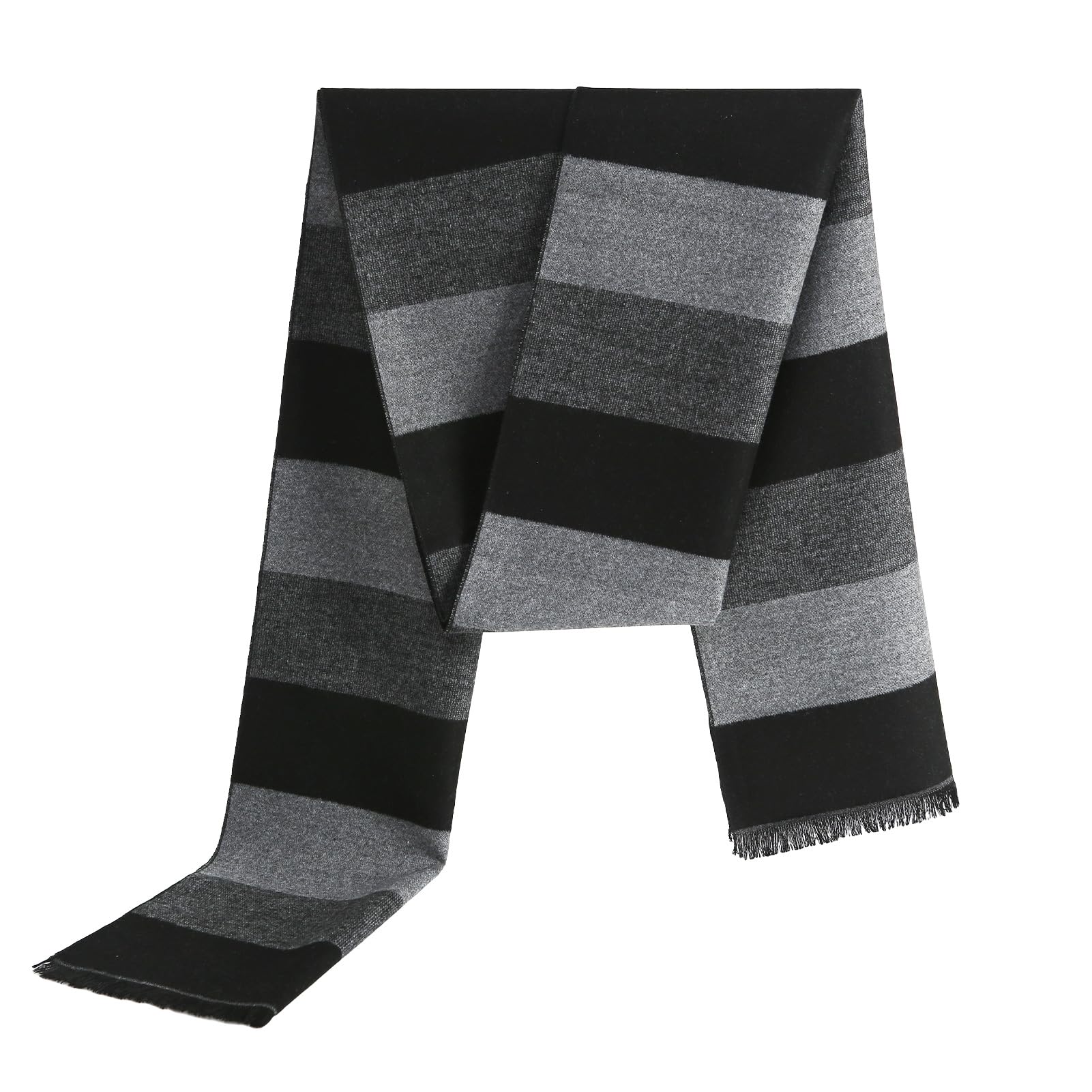 nuolich Mens Costume Accessories Winter Knitted Scarf Black and Grey Striped Tassel Edge Halloween Cosplay Party Supplies, Black & Grey, 1PC-picture-36