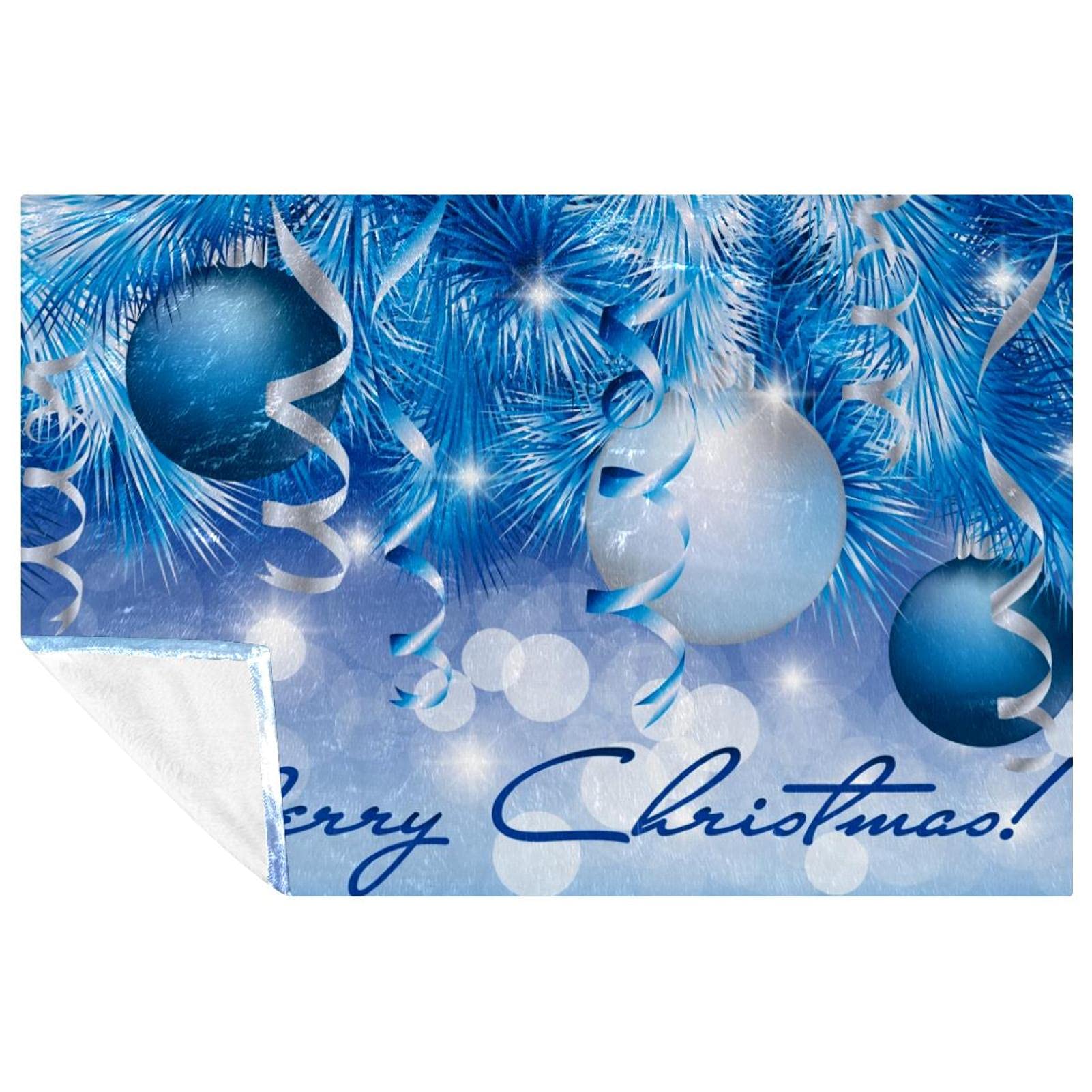 Couverture de Noël bleue et blanche à suspendre 150x100 cm