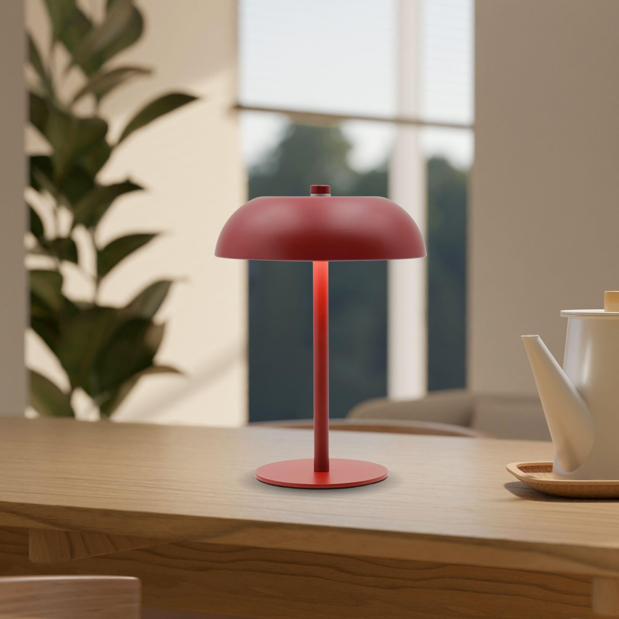 Lampada da tavolo a fungo a LED, batteria 5200 mAh, dimmerabile, 3 colori