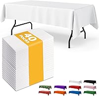 Vista 18 de Mantel de Mesa de Plástico Blanco Rectangular Paquete de 15, Mantel de 54''×108'' para Mesas de 6 pies, Mantel para Uso Desechable, Cubierta de Mesa