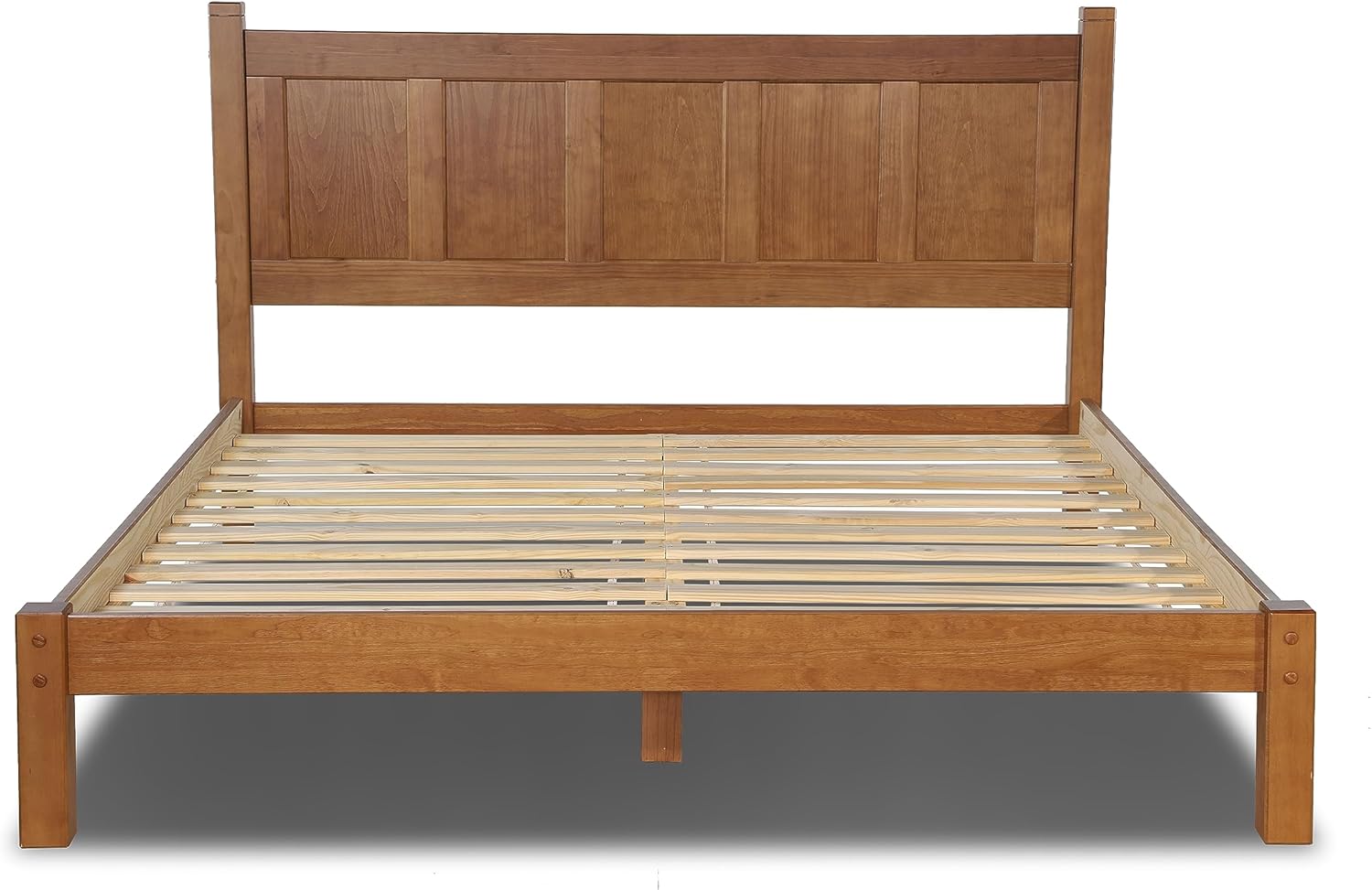 Grain Wood Furniture Shaker Solid Wood Panel Platform Bed, King Size, Walnut