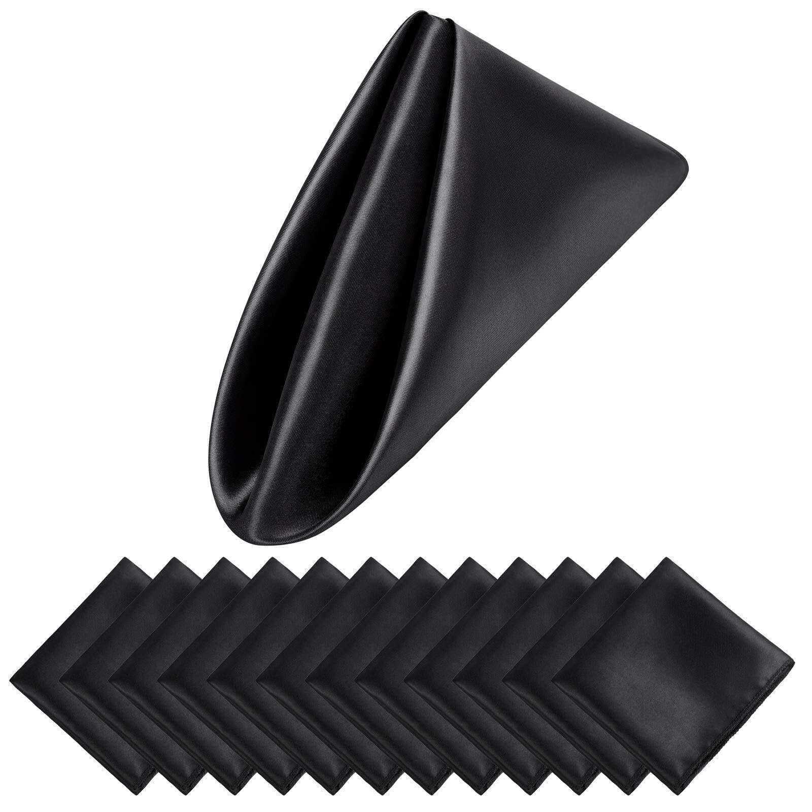 Servilletas de satén de alta calidad Ester, tejido suave y acabado negro para banquetes