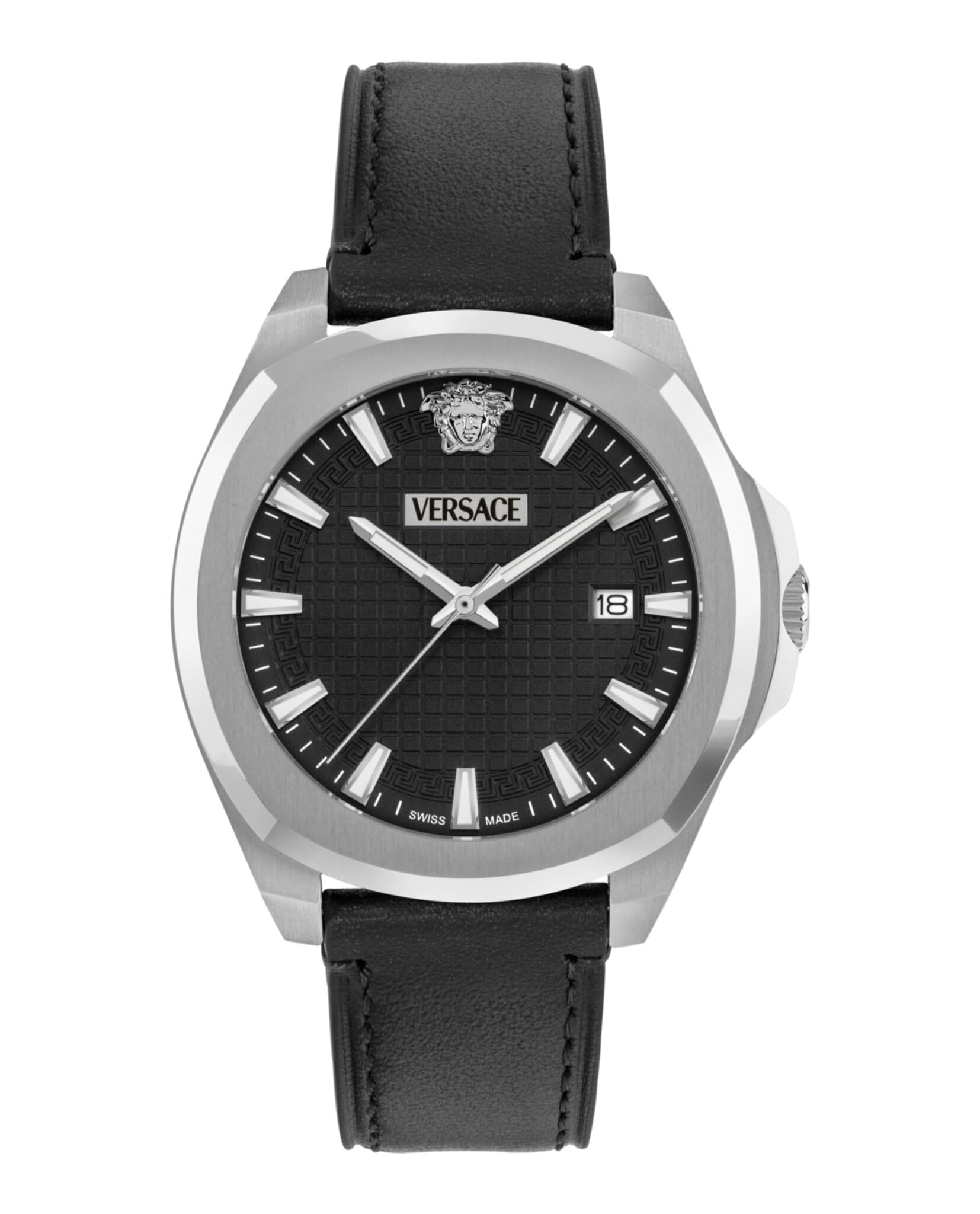Amazon | Versaceの高級レザー腕時計。, ブラック, OS, Versace 
