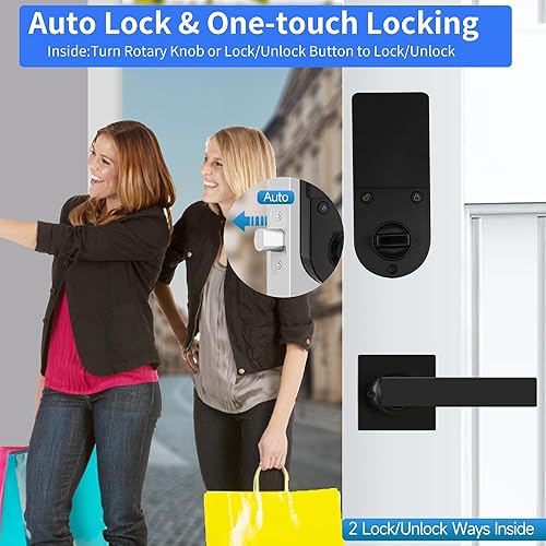 Miniatura 5 de Cerradura de puerta de huellas dactilares, pantalla OLED y guía de voz cerradura de puerta de entrada sin llave, cerradura de puerta inteligente