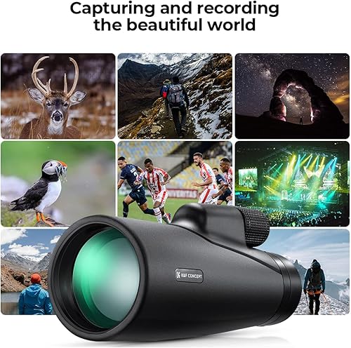 Miniatura 7 de K&F Concept Monoculares HD de 12 x 50, telescopio monoculares para adultos con prisma BAK4 y lente FMC, alcance monocular impermeable con doble