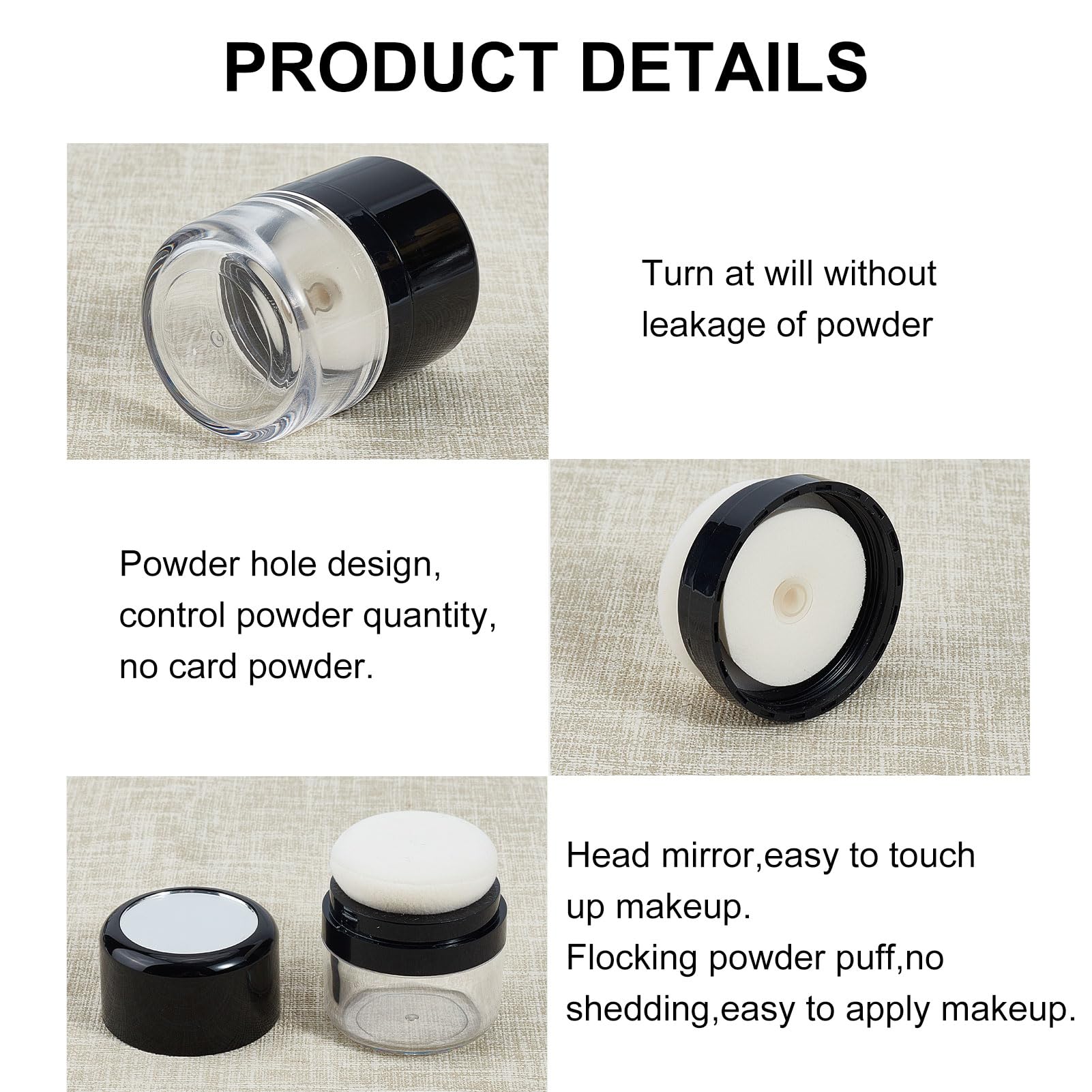 Contenitore Vuoto per Polvere Sfusa NICENEEDED, Custodia In Polvere Sciolta per Trucco Cosmetico, Scatola Portacipria Ricaricabile Portatile Da Viaggio con Applicatore In Spugna per Donne e Ragazze