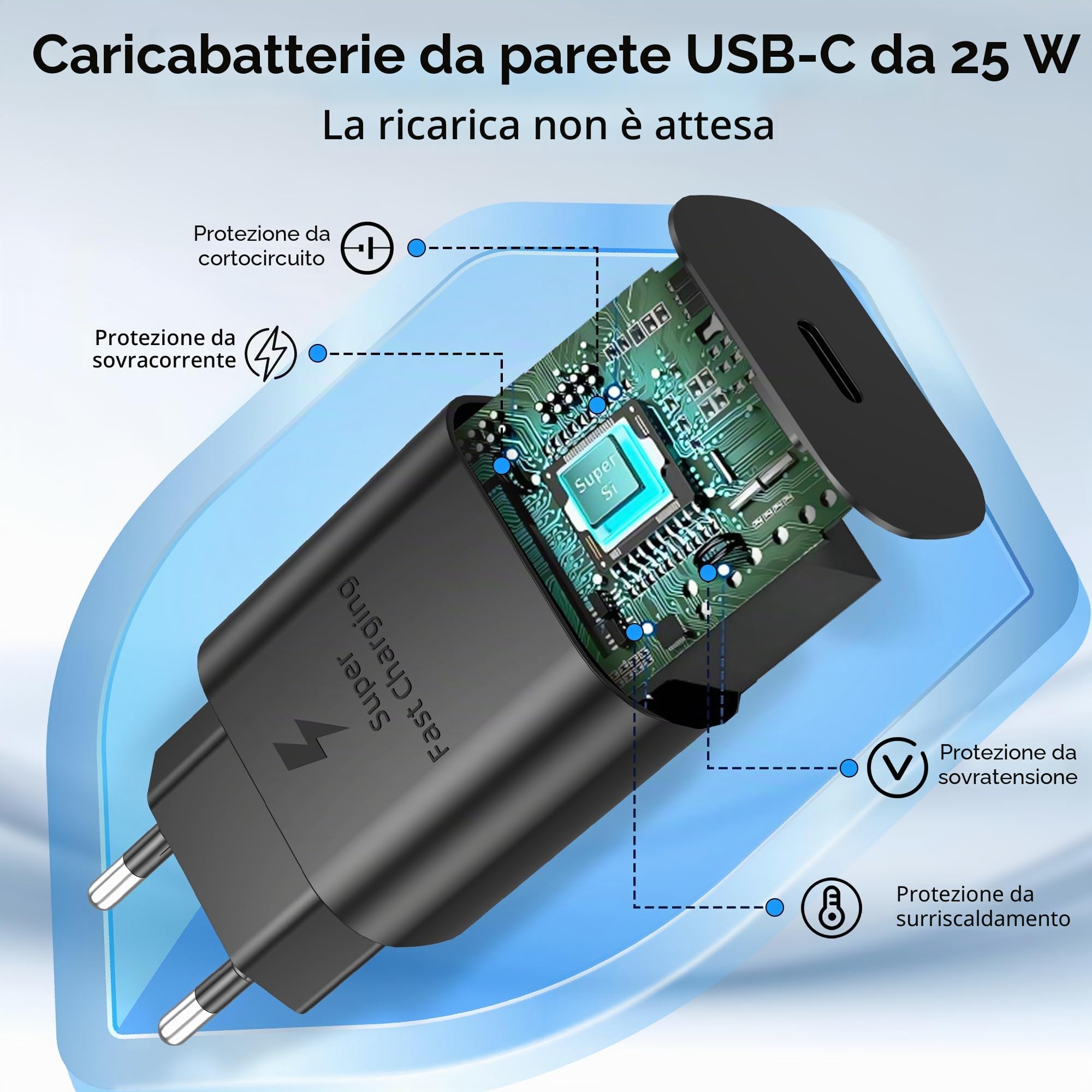 Caricatore Galaxy Watch 2 in 1, 25 W USB-C, compatibile con Galaxy Watch 8/7/Ultra/6/6 Classic/5 Pro/5/4/4 classic/3/Active2/1, per Galaxy S25 Ultra/S24/S23/S22/S21 e Buds