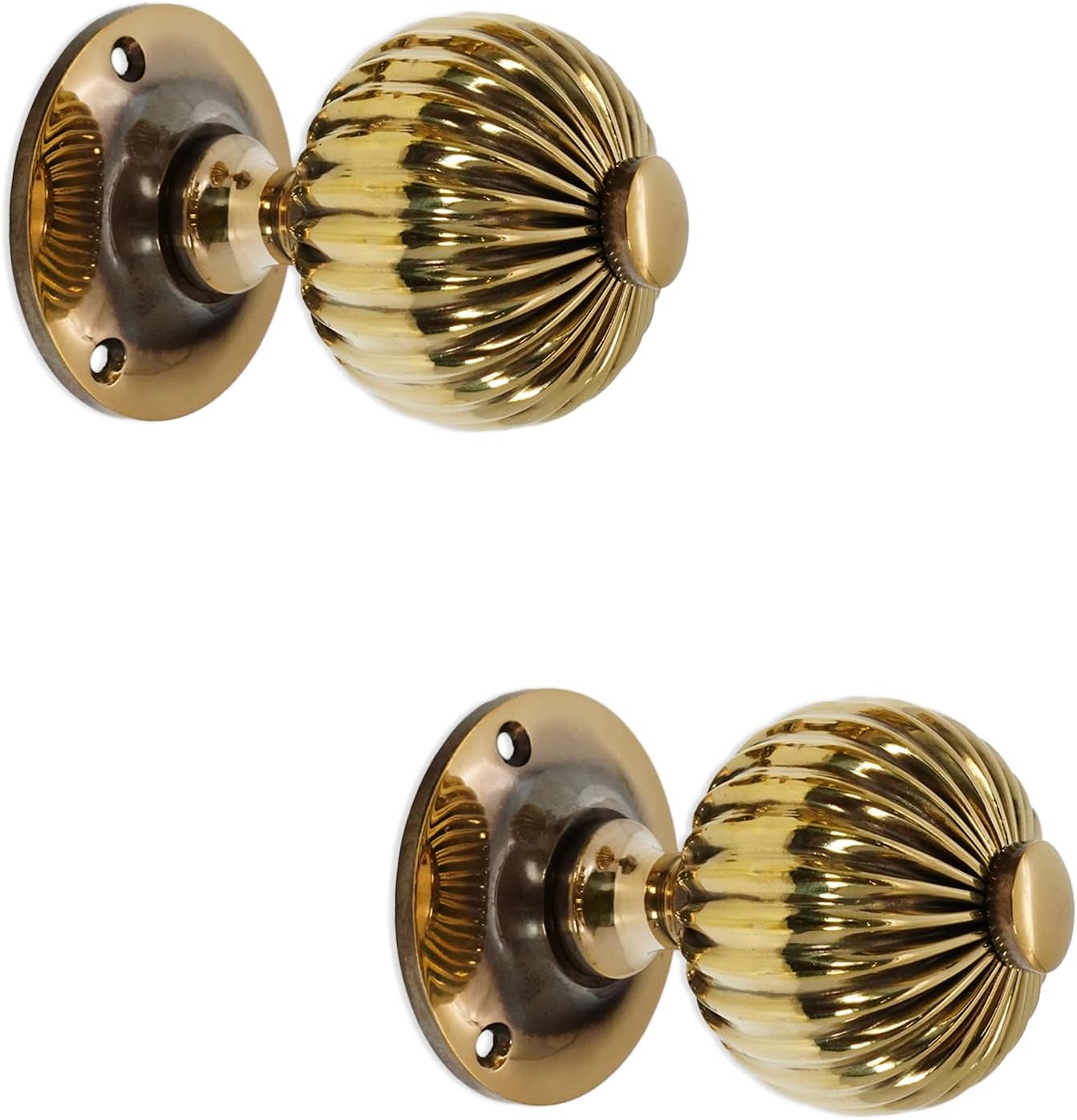 Infinity Decor Victoria Style Regency Mortice Door Knobs Set Round Aged Brass 60mm Pull Handles Pair - Ideal for Interior and Exterior Use