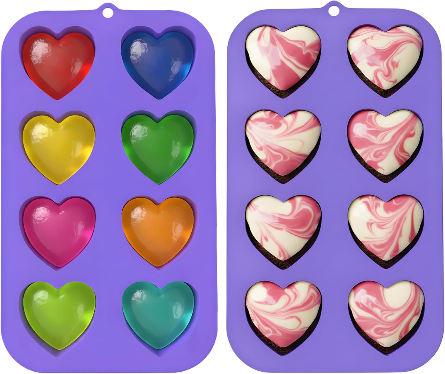 Bakerpan 2 Pack Heart Molds Silicone, Heart Shaped Cake Pans - Valentines Heart Molds for Baking