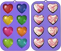 Vista 1 de Bakerpan Paquete de 2 moldes de silicona con forma de corazón, moldes de corazón para tartas, moldes de corazón de San Valentín para hornear