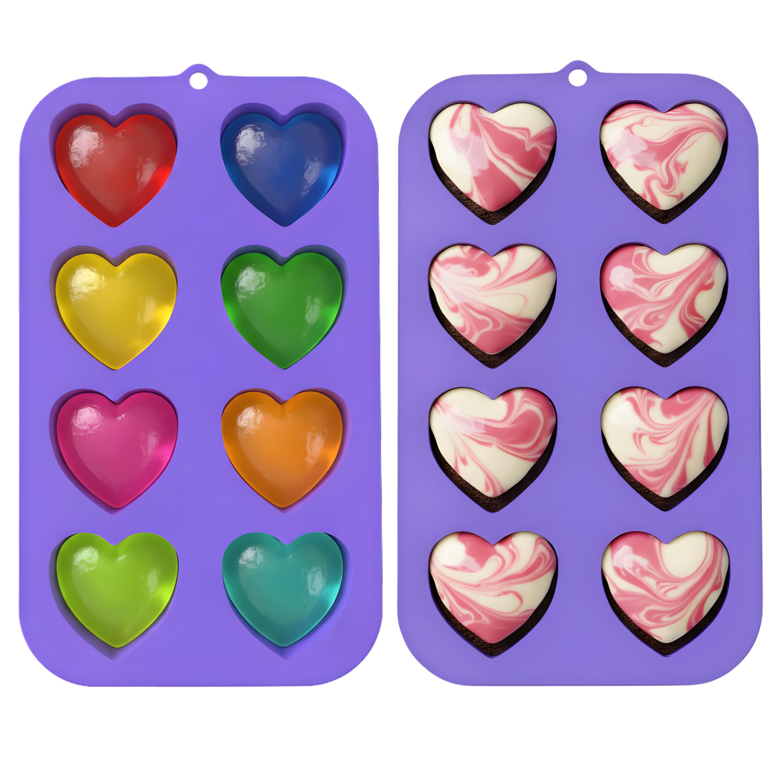 Bakerpan 2 Pack Heart Shaped Cake Pans for Baking - Valentine Mini Heart Silicone Mold