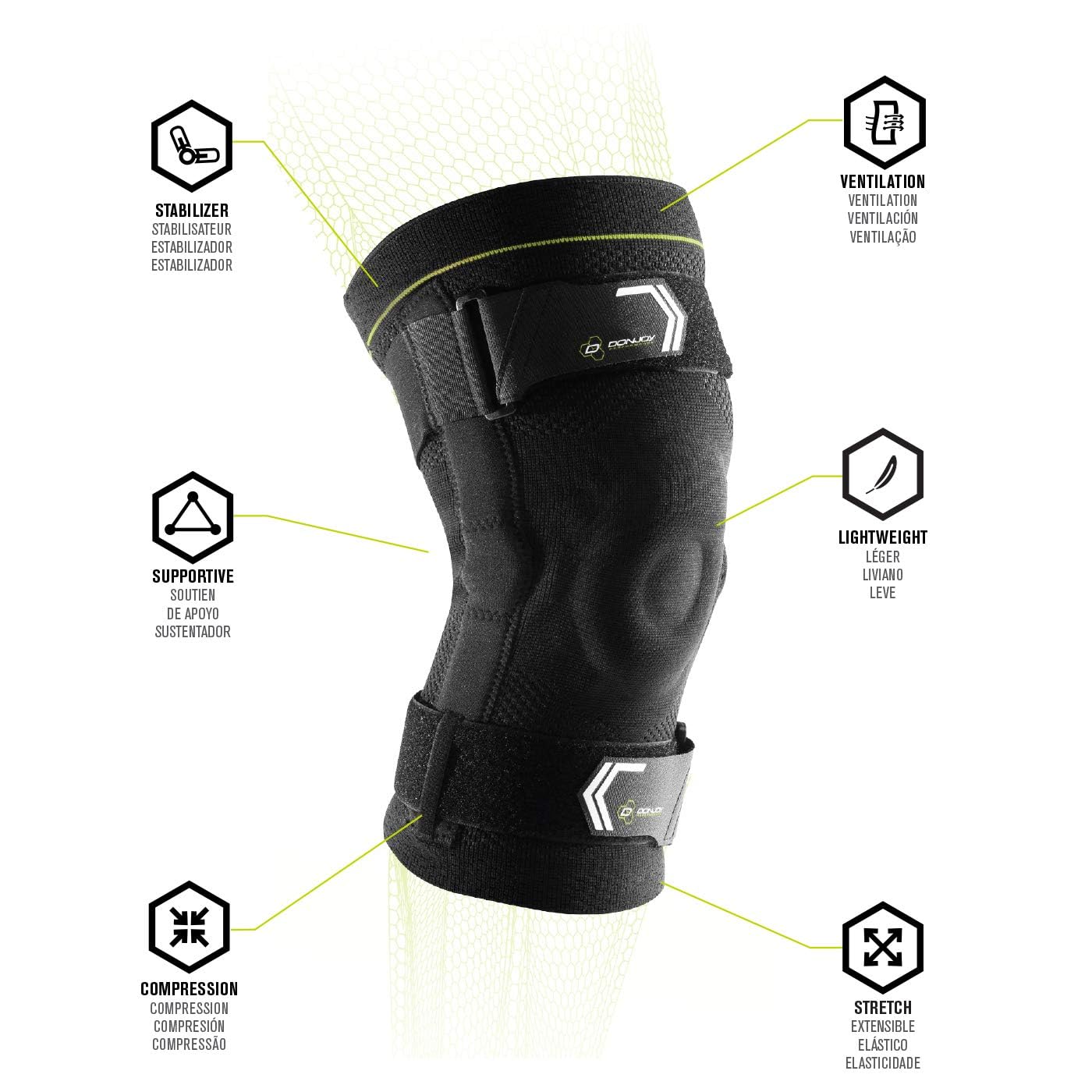 DonJoy Performance Hinged Knit Knee Compression Sleeve - Mild to Moderate MCL, LCL, Meniscus Injury, Knee Swelling/Inflammation - Sprains and Strains - Sports Injury (Medium)