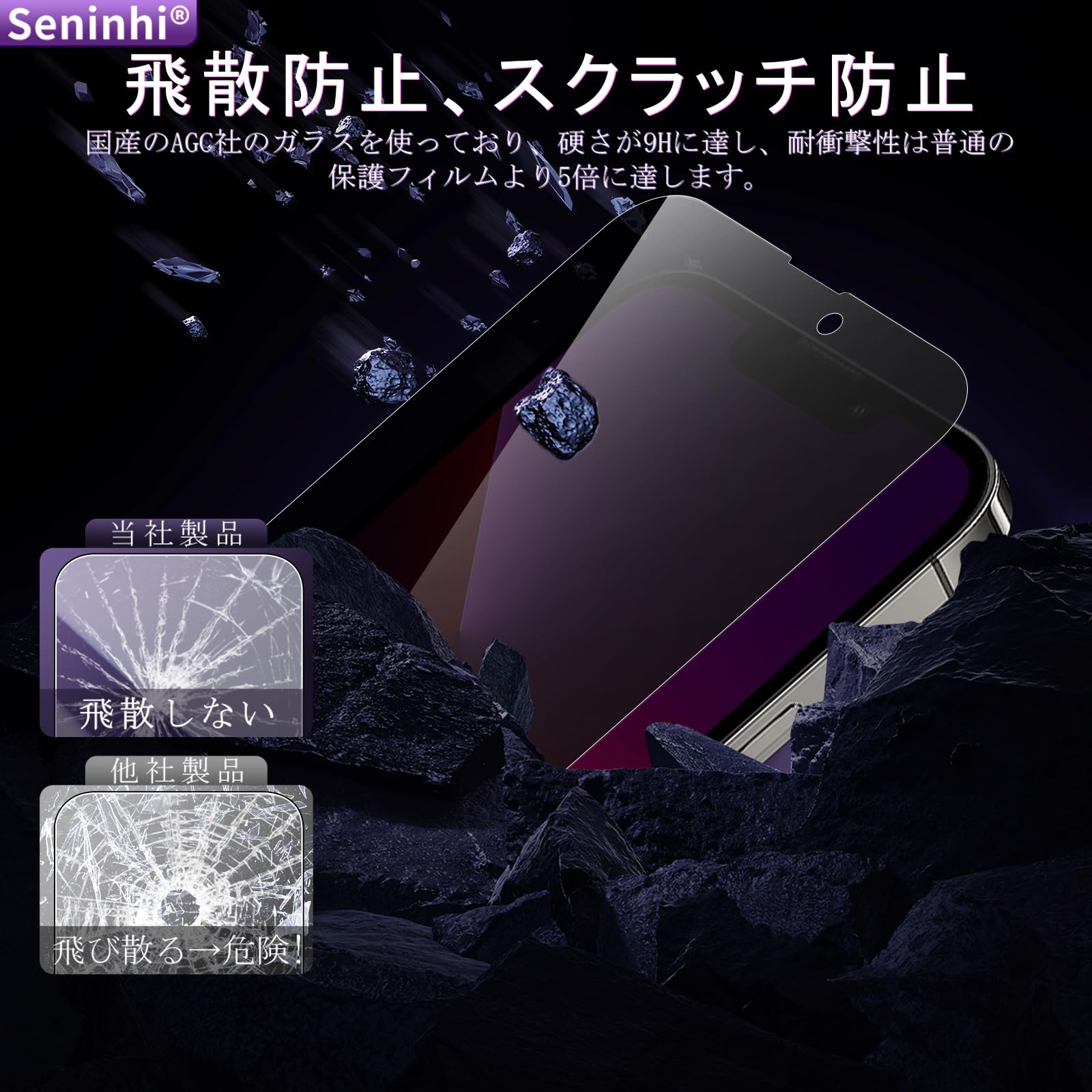 Amazon | 対応 iPhone 13 Pro Max ガラスフイルム 覗き見防止 ガイド枠