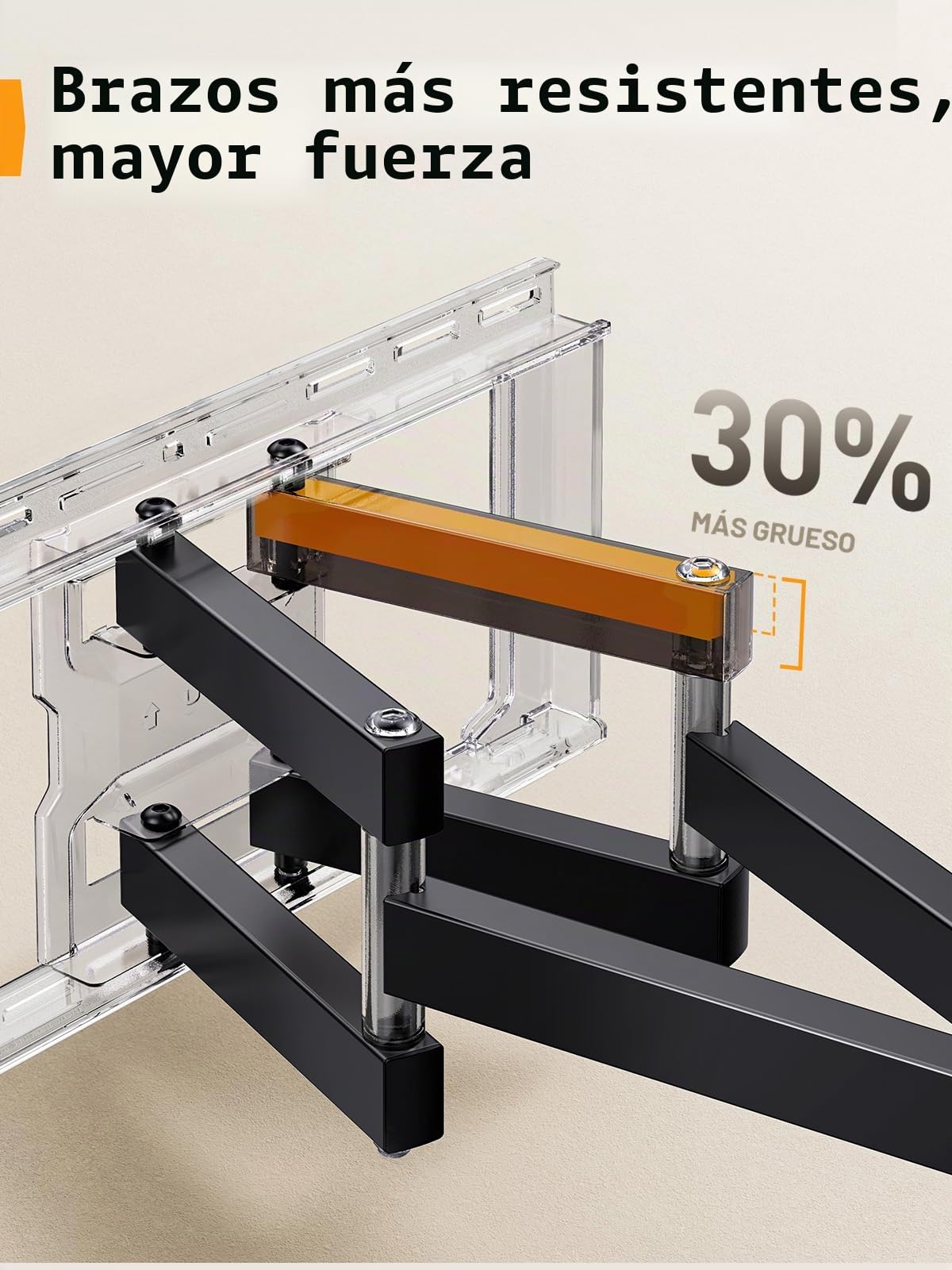 Soporte TV Pared con Movimiento Completo Perlegear, para TV de 42 a 90 Pulgadas y hasta 68 kg, con Brazos Articulados Dobles, Inclin sin Herram, Gir, Exten y Nivel, VESA Máx 600x400mm, Modelo PGLF8