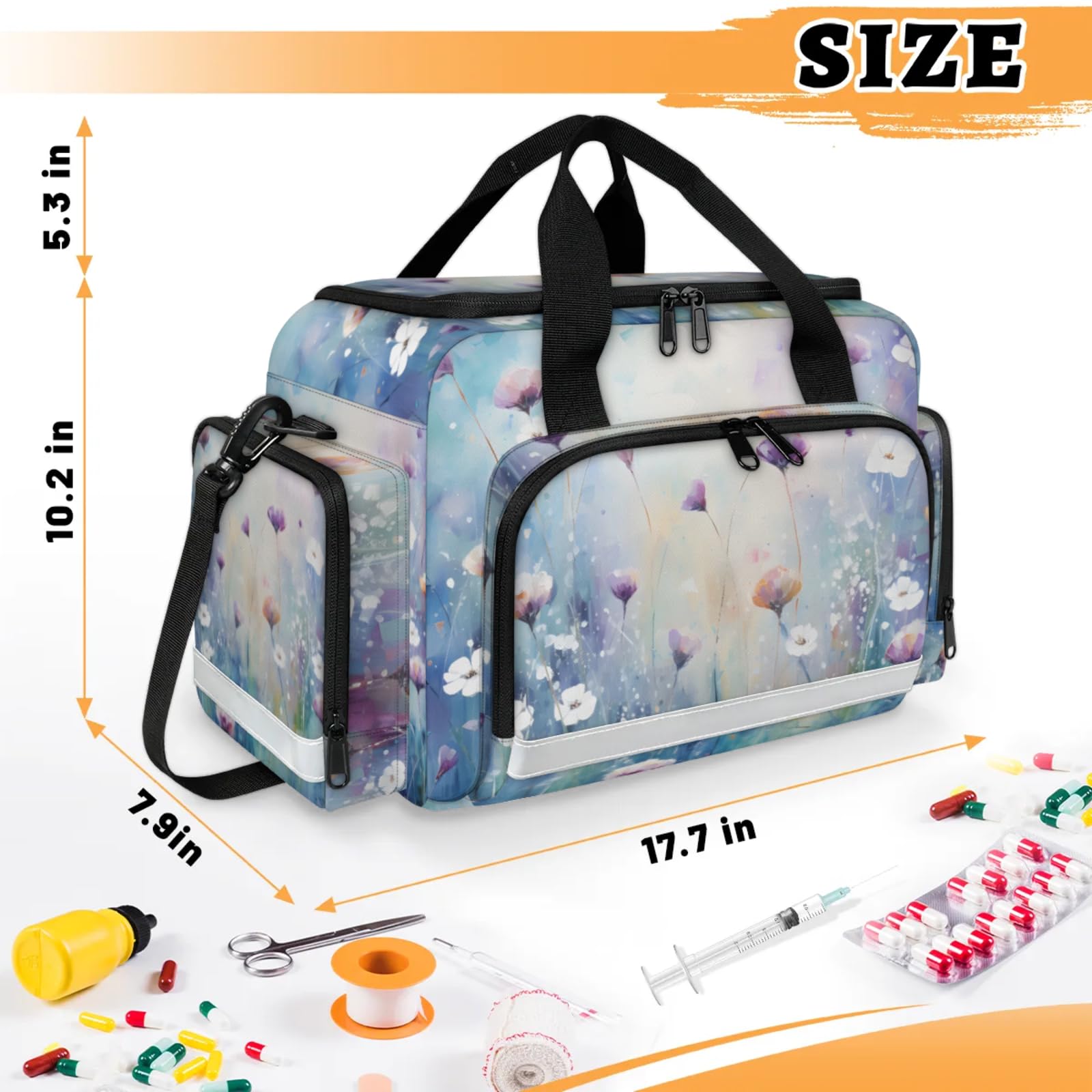 GzLeyigou First Aid Bags Empty, Cute Cherry Emergency Bag First Aid Kit Multiple Compartment Kit Carrier On Call Trauma Bag For Paramedics Emergency Medical Supplies Kit