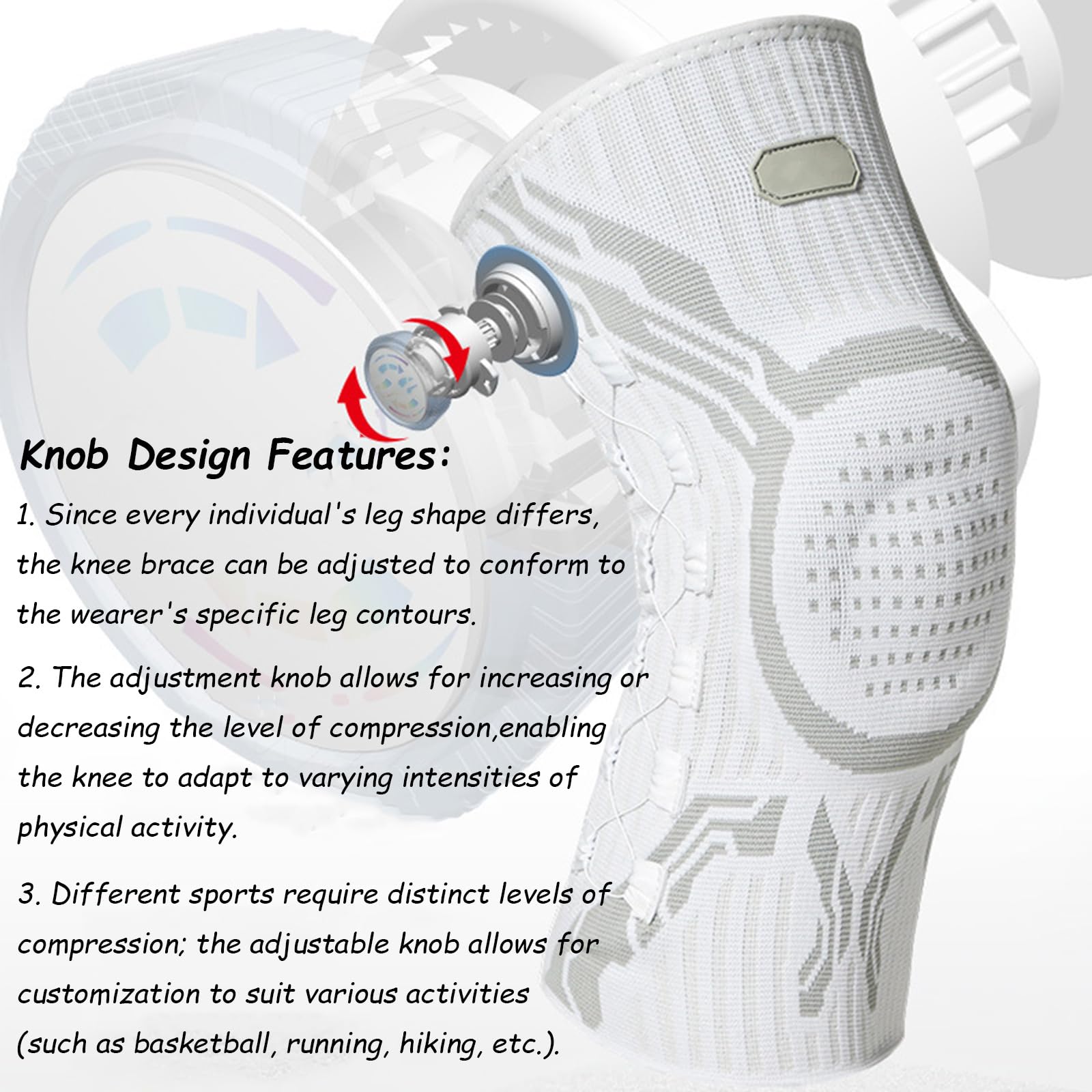 Rodillera con Ajuste De Perilla para Alivio del Dolor,CompresióN Ajustable,Manga Entrenamientos,Artritis,Dolor Articular Desgarro Menisco,Ideal Correr,Deportes Uso Diario(XL,Black+Left)