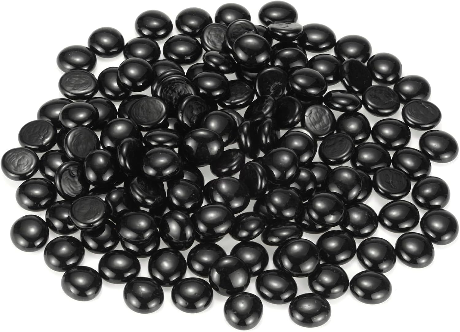 M METERXITY High Luster Round Fire Glass Beads, Glass Gems, Glass Rocks for Fish, Glass Marbles for Vases/Fire Pit/Crafts/Aquarium/Garden Decorations 18-22mm, 900g/1.98-Pound [Black]