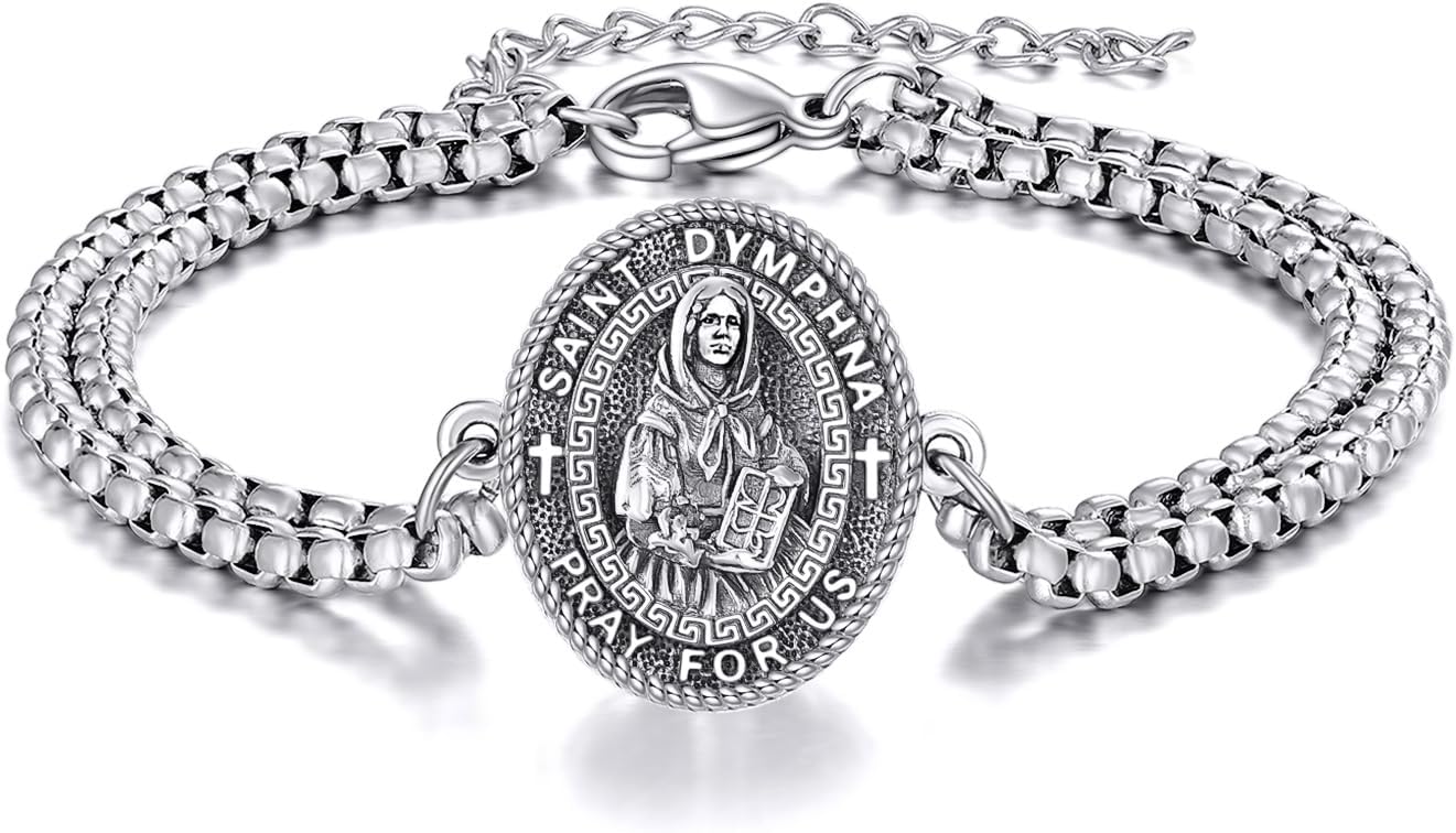 Religious Medal Bracelet 925 Sterling Silver Religious Protector Jewelry Gift for Women Men