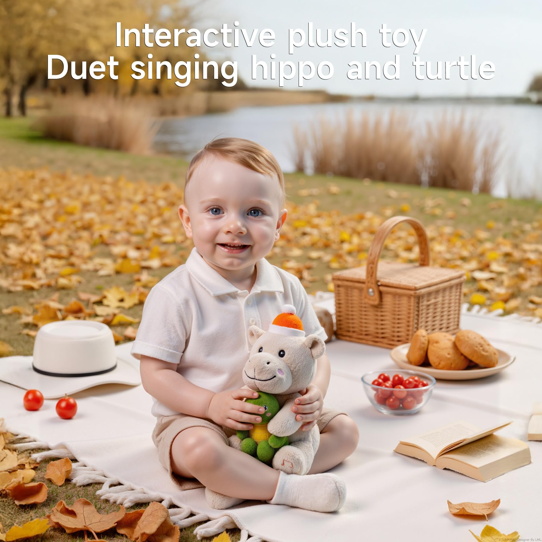 eJog Pup Stuffed Talking Animal Toys, Hippo and Turtle Interactive Singing Plush Toy, Baby Animated Animals - Image 2