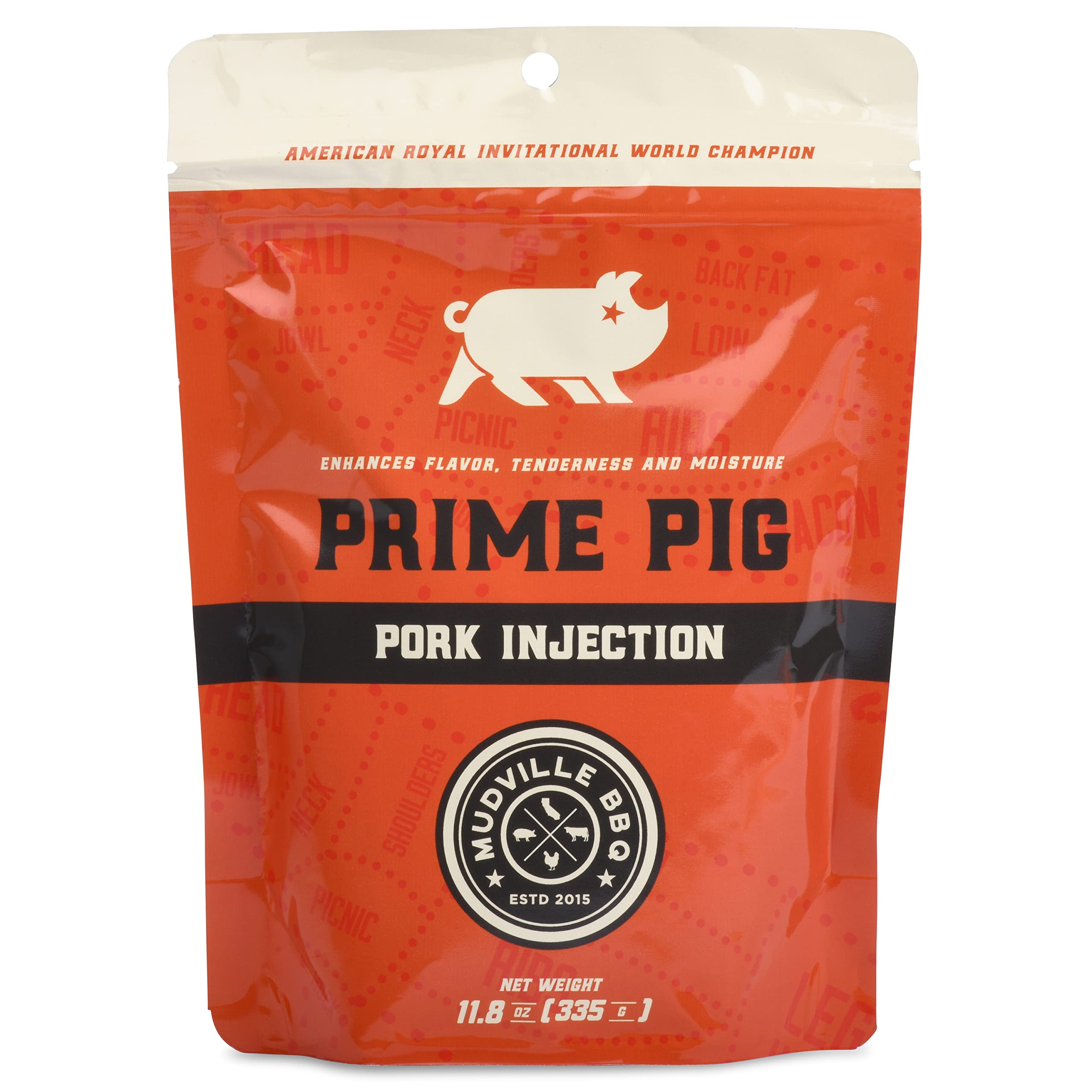 Mudville BBQ Prime Pig Pork Injection & Brine, World Champion BBQ Pitmaster Recipe, Enhances the Natural Flavor in Butts, Ribs, Chops & More