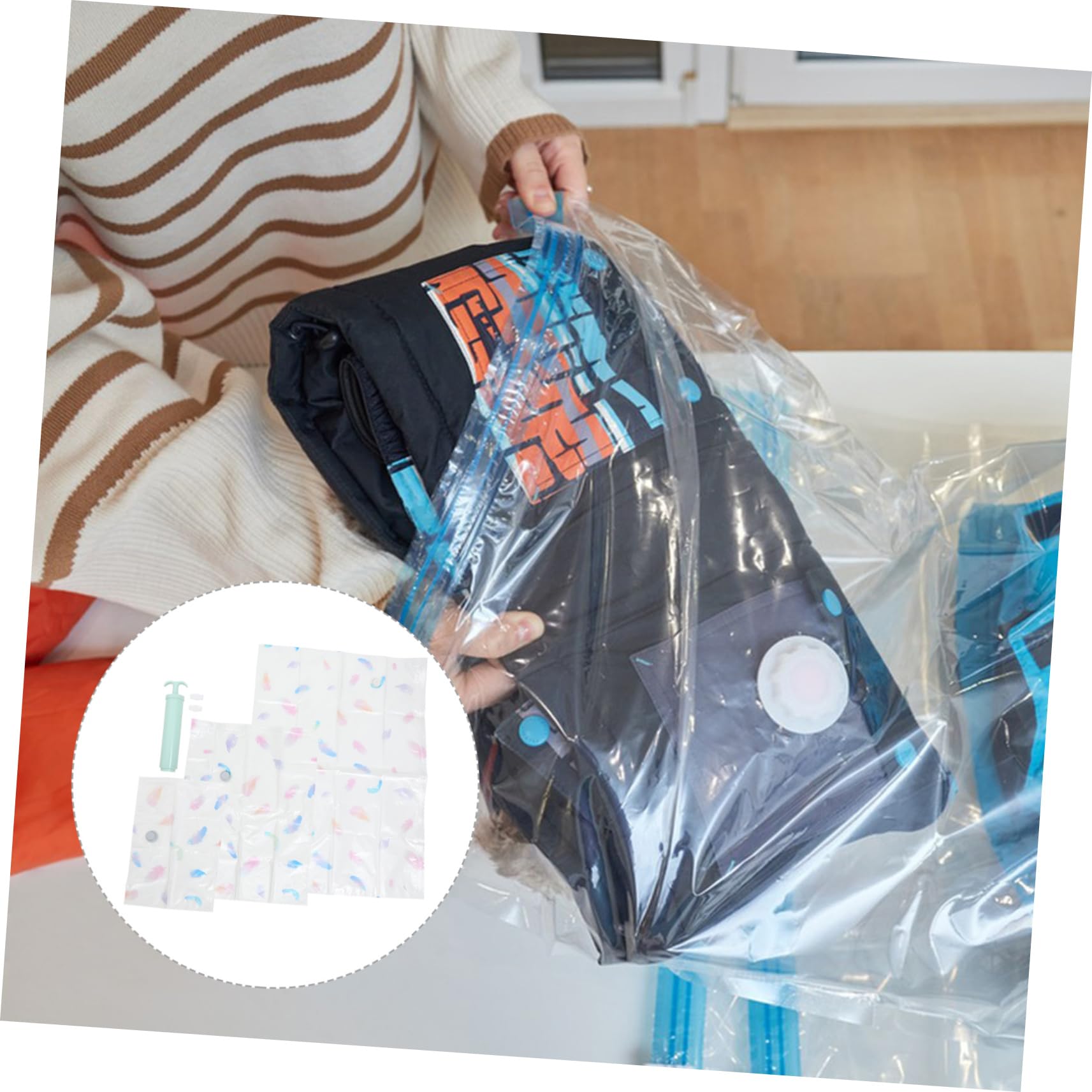 1 Juego de Bolsas ahorradoras de Espacio, Bolsas Grandes Selladas al vacío, Bolsas de vacío, Bolsa de Almacenamiento de Viaje, Manta con Capucha para niños pequeños, Bolsas de com