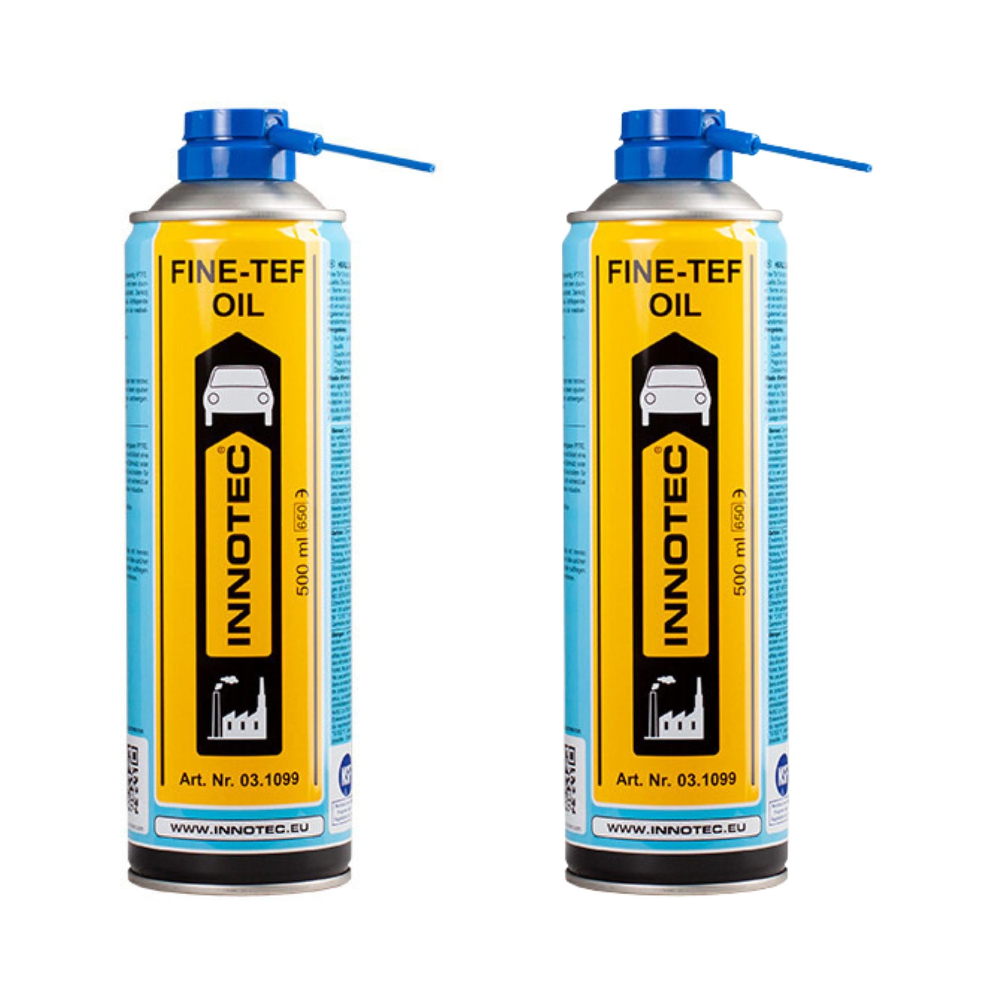 2 Stück INNOTEC Fine-TEF Oil 500 ml Schmieröl – dünnes, PTFE-haltiges Feinöl, halbtrockener Schmierfilm, wasserabweisend, reduziert Reibung und Verschleiß, schützt vor Korrosion, Metall und Kunststoff