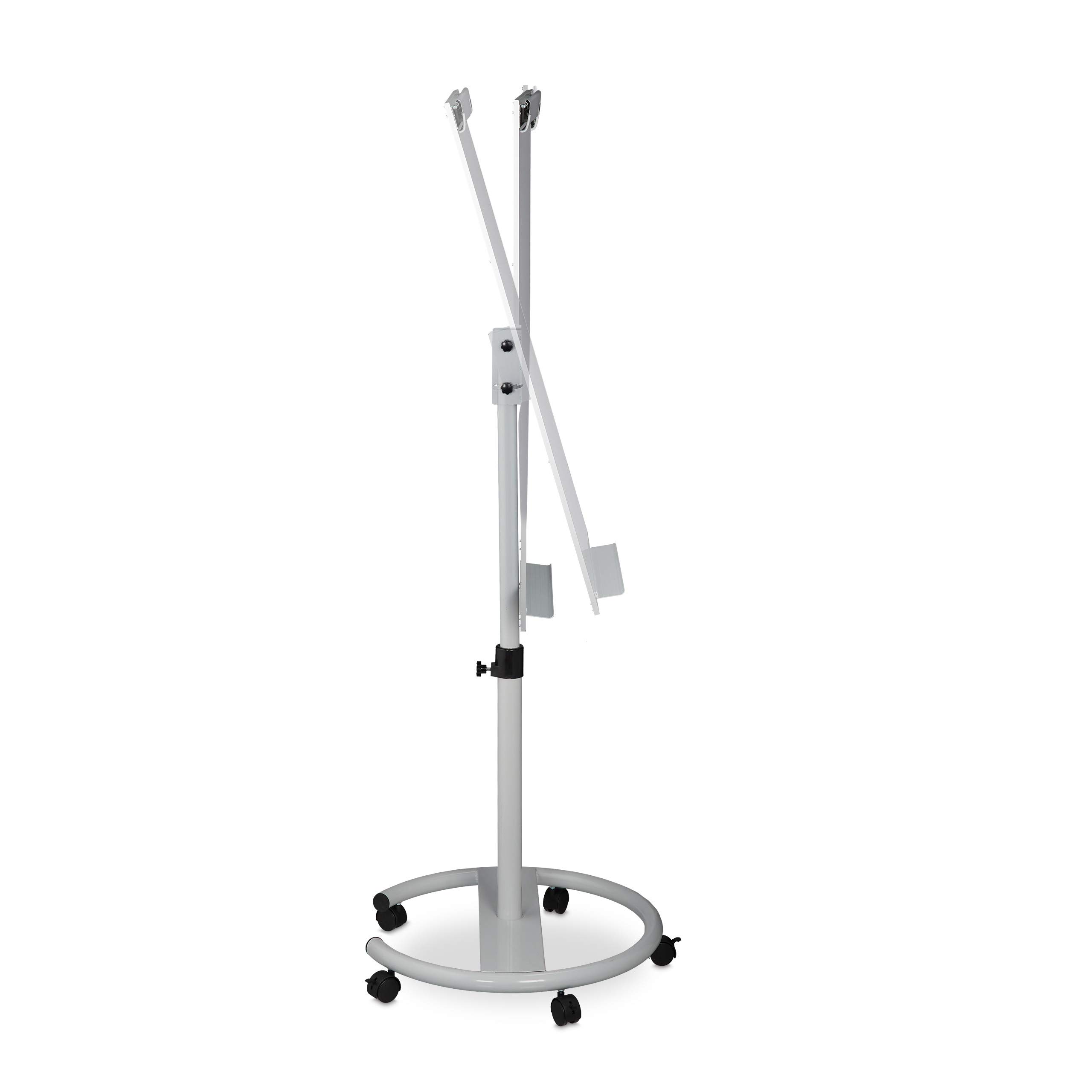 Relaxdays Rotafolios con Ruedas, Pizarra Magnética Móvil, Altura Ajustable, con Soporte para Bolis, 100 x 70 cm, Blanco