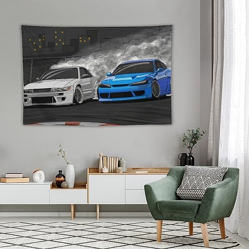 Miniatura 4 de QLAZO Drifting S13 y S15 Jdm - Tapiz para colgar en la pared, cortina para colgar en la pared, decoración de dormitorio, hogar, sala de estar, tapiz