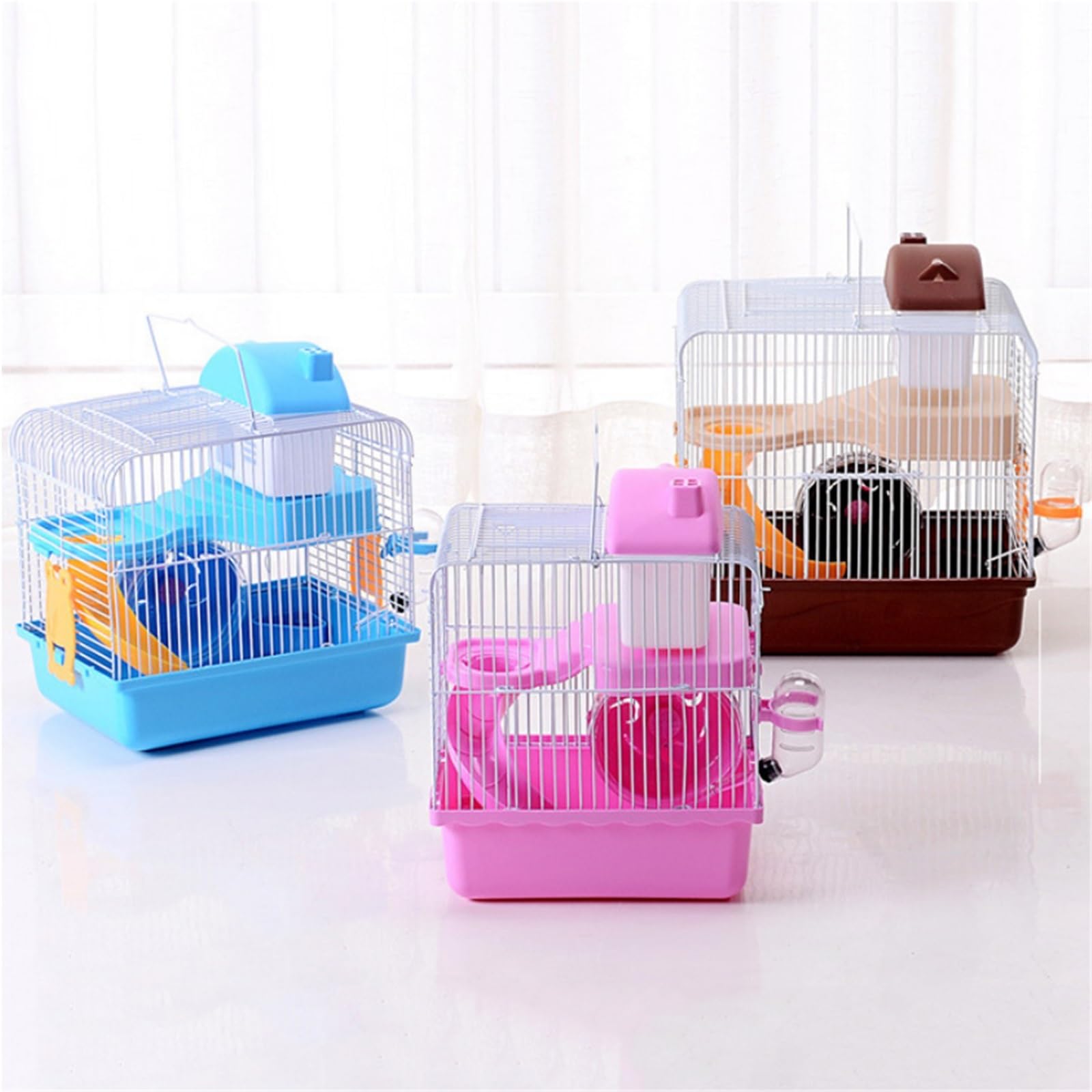 Cage à Hamsters Cage à Hamster Double Couche avec Maison pouvant être transportée la Main et retirée(Coffee)