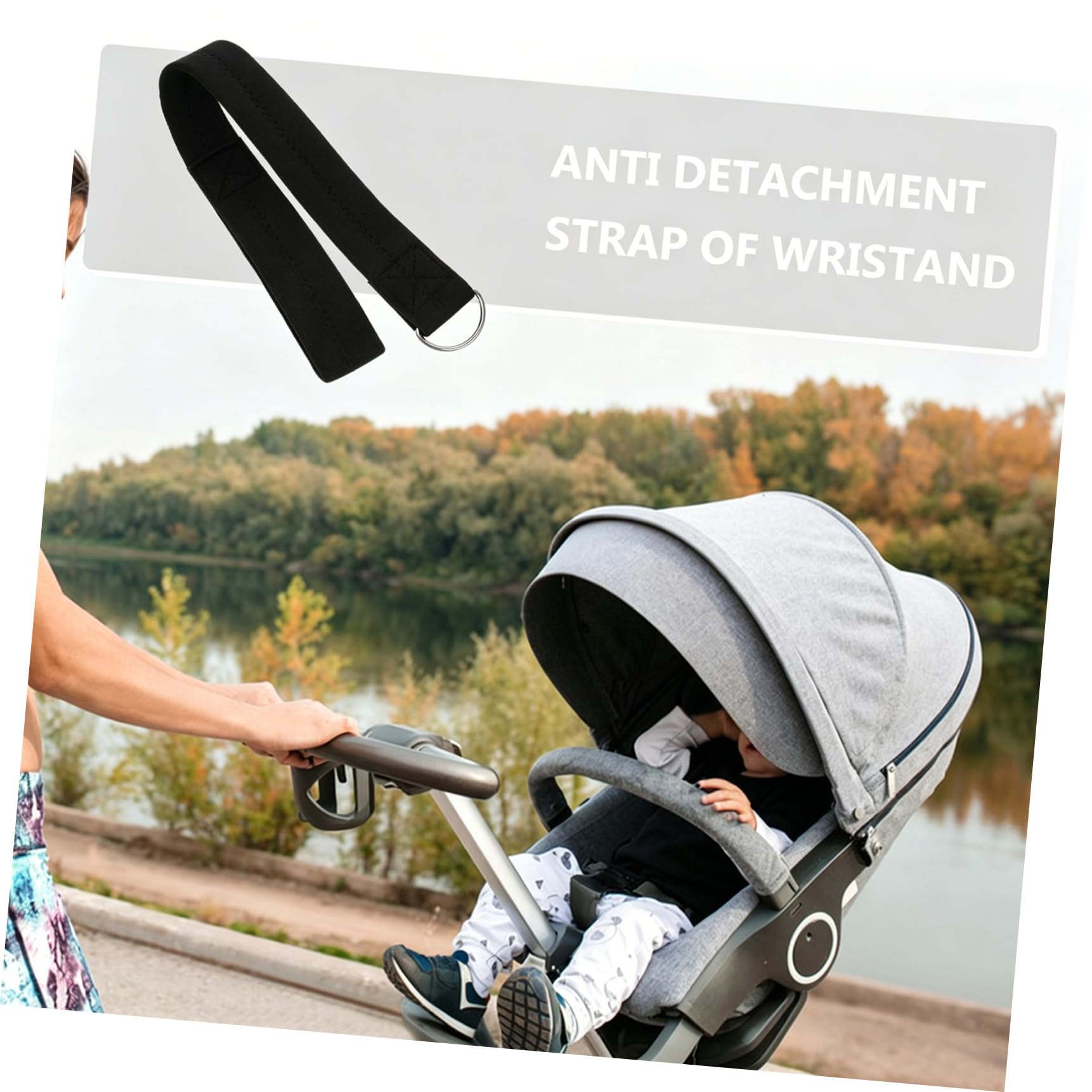 Bracciale di Sicurezza per Passeggino e Carrello Nero in Neoprene | Cinturino Antiscivolo, per Shopping Cart e Stroller, Accessorio da Polso