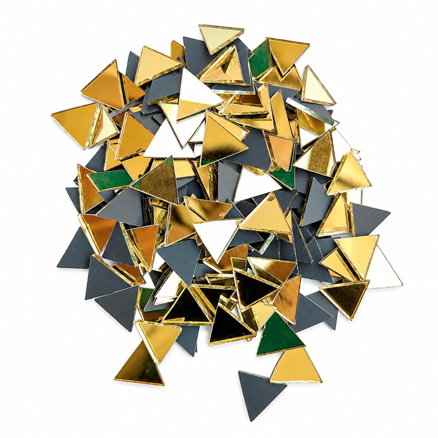 Art Corner Golden Triangle Glass Craft Mirrors 14mm (100g, Approx. 340 Pieces) | Decorative Shisha Mirror Cutouts for Lippan Art, Embroidery, Mandala Art, Jewellery Making & DIY Crafts-image-2