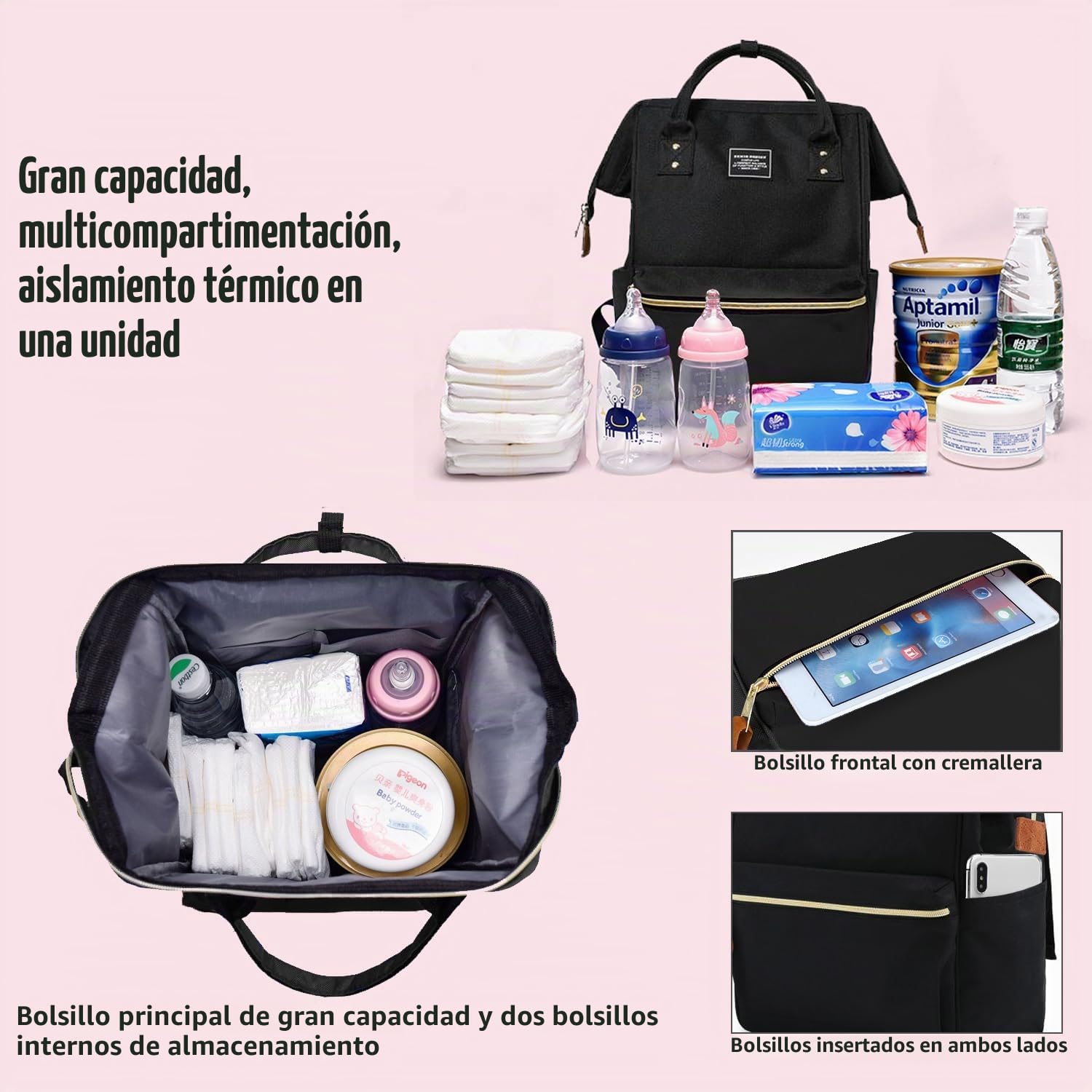 Mochila Bebe Maternidad, Cochecito para Pañalera y Bolsa Pañales, Porta Bolso de Mum Paseo Silla Walking, Bebes Carro Mochilas Pañaleras