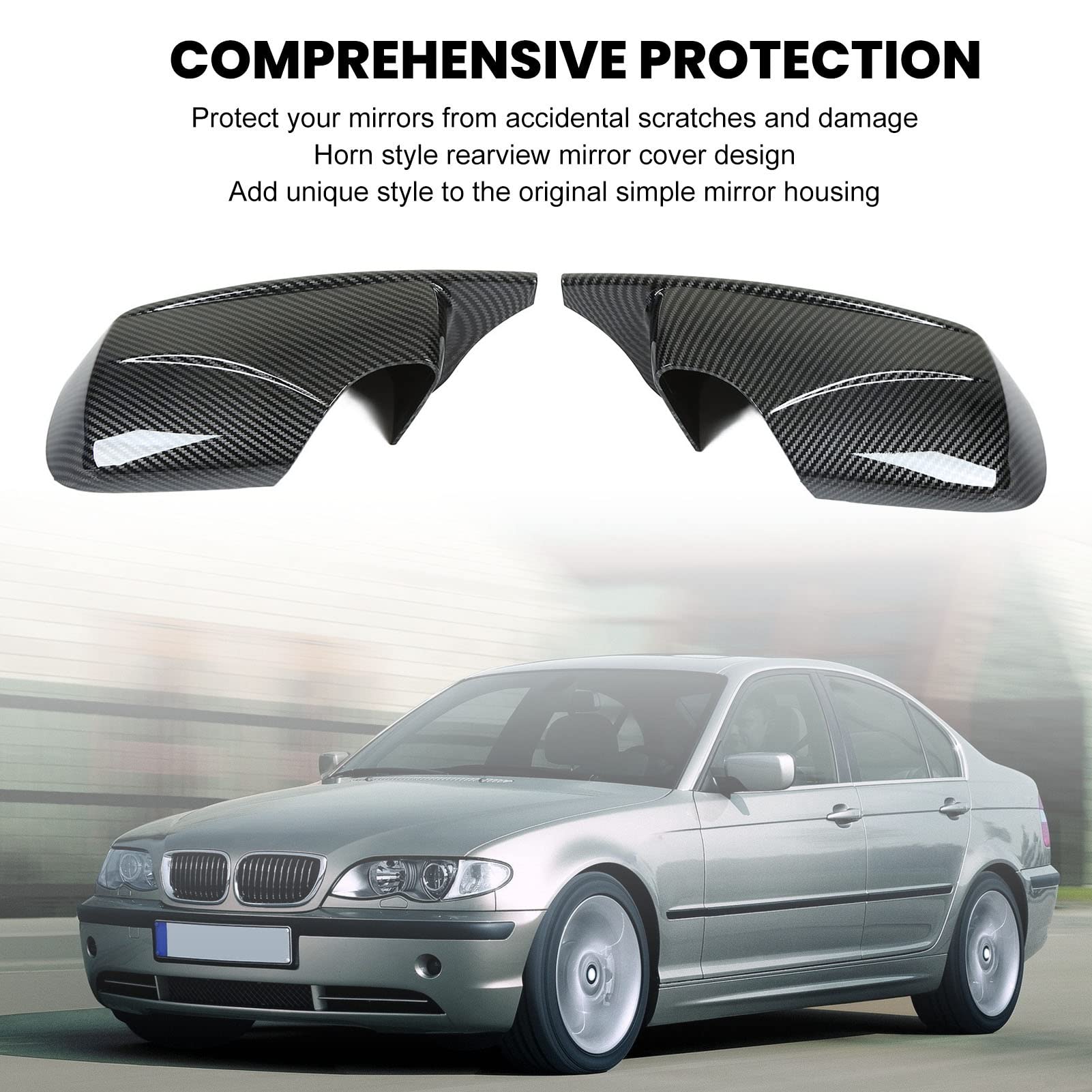 Aramox Side Mirror Covers Fit For 3 Series E46 Sedan 1998