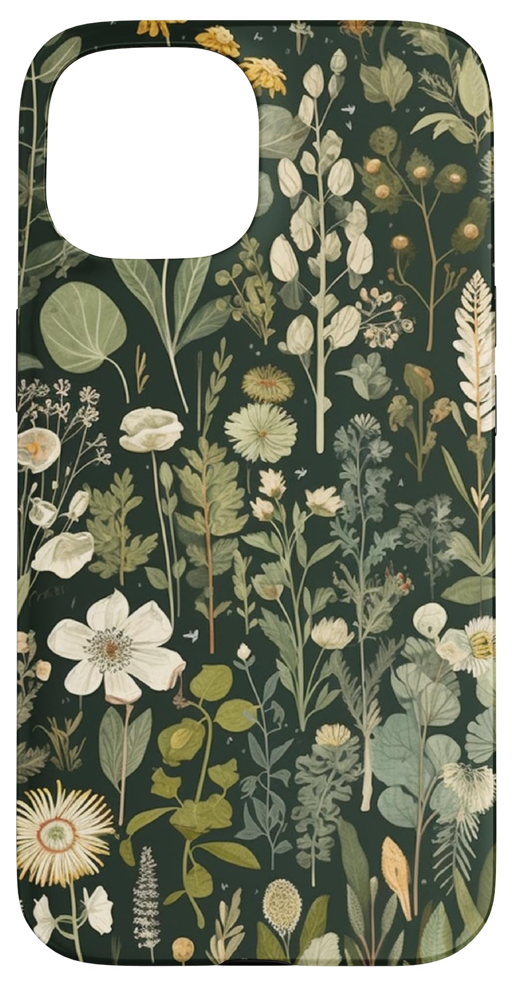 Olive Green Boho Botanical Wildflowers Case for iPhone 15