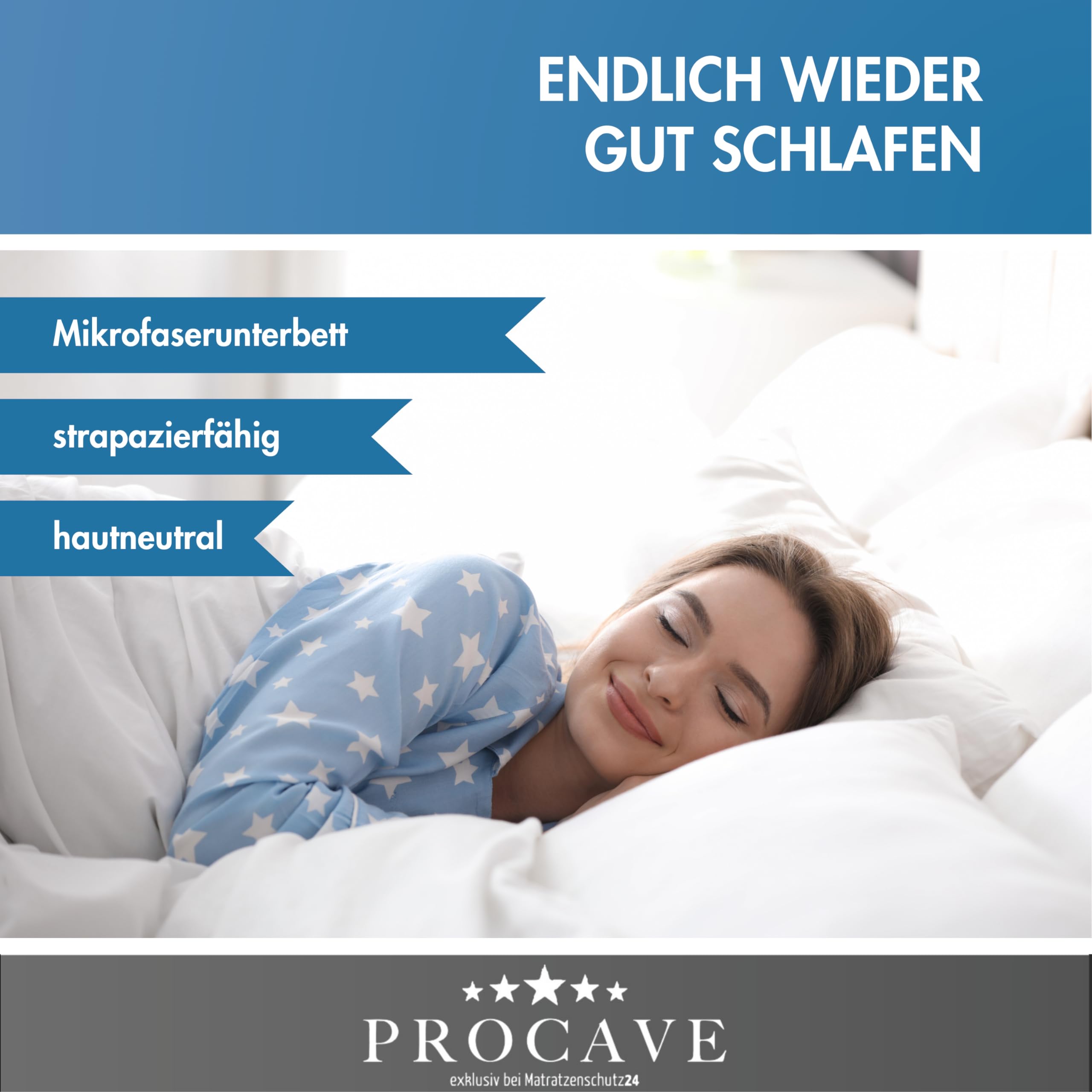 PROCAVE Micro-Comfort Matratzen-Bett-Schoner weiß 180x200 cm mit Spannumrandung | Höhe bis 30cm | Auch für Boxspring-Betten und Wasser-Betten geeignet | Microfaser | 100% Polyester | Matratzen-Auflage