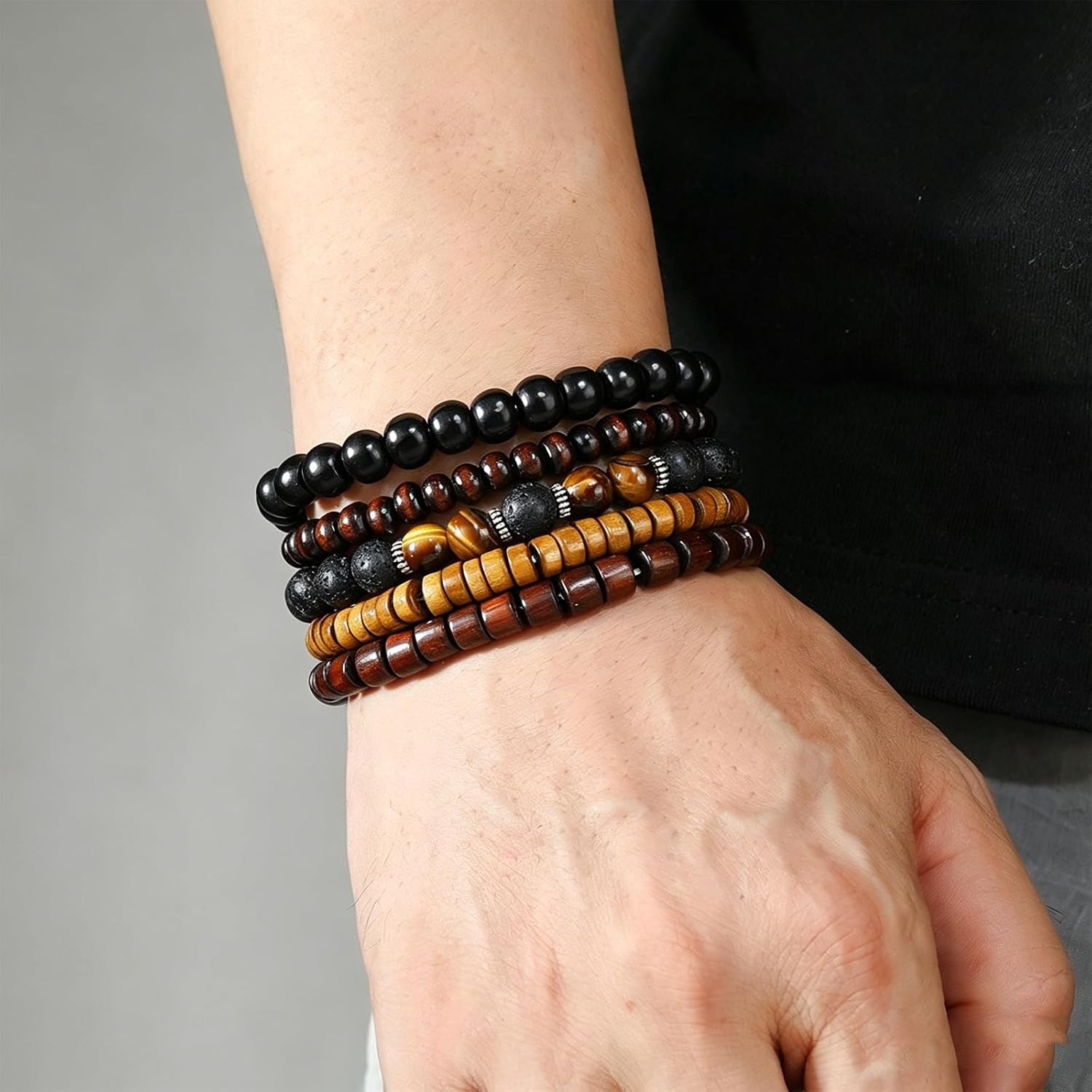 Gothic Bracelet Adjustable Punk Braided Leather Multilayer Grunge Set Bracelets Emo Metal Cuff Wrap Bangles Meaningful Gift