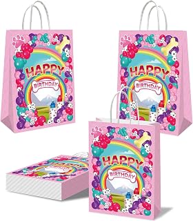 CNMOAOAGS 20 Puppy Party Supplies, Gift Bags, Treat Bag & Goodie Favors Bag | Pink Cartoon dog bags,Sturdy, easy-fold paper. Perfect for candies, toys & party favors bags. Ideal for birthdays