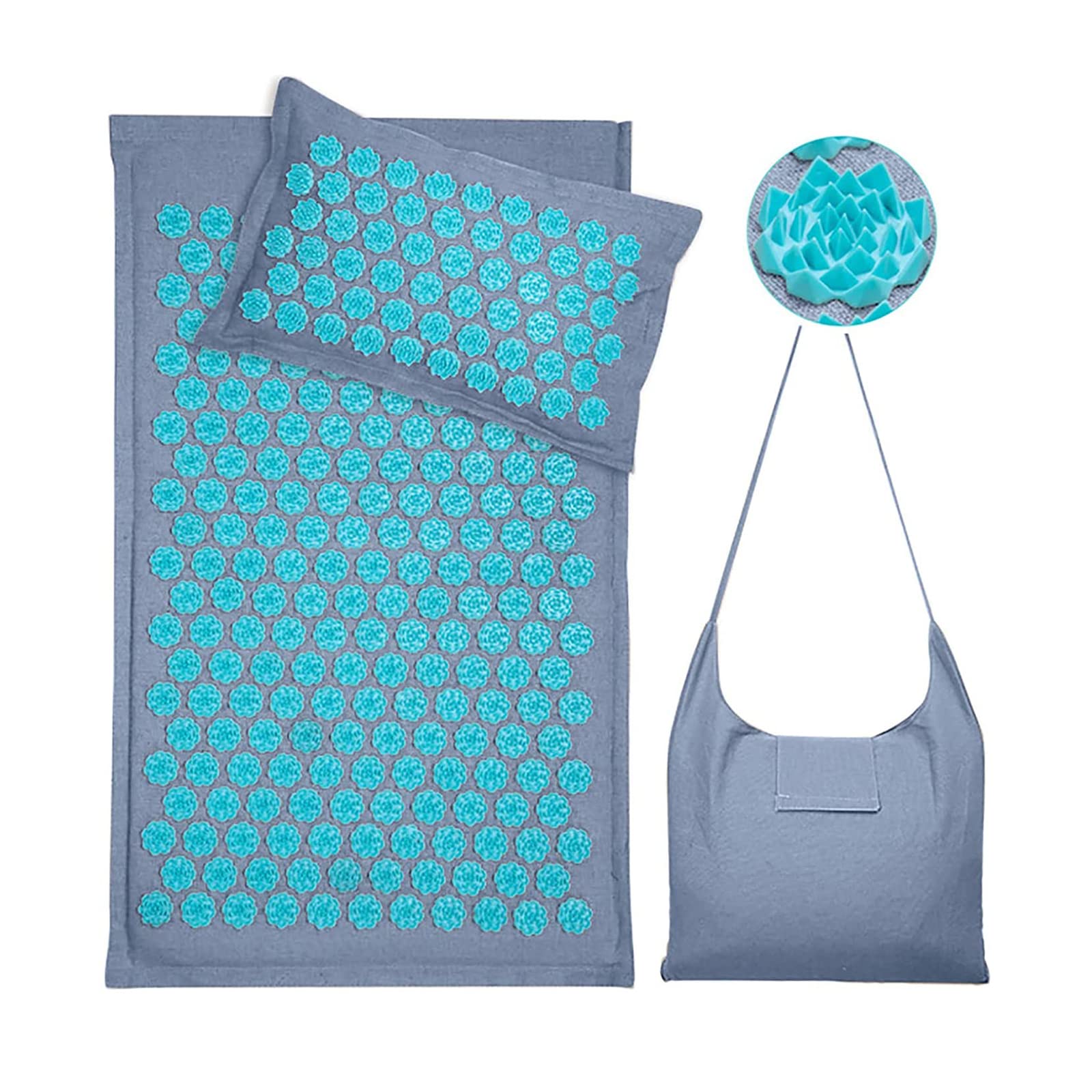 Tapis Accupressure Fleur - Tapis D'acupression Dos Bio Kit, Tapis Acupuncture Sciatique Magnetisme, Coussin Acupression D'acupression Nuque, Tapis Massage Acupression Jambes Naturel Lin