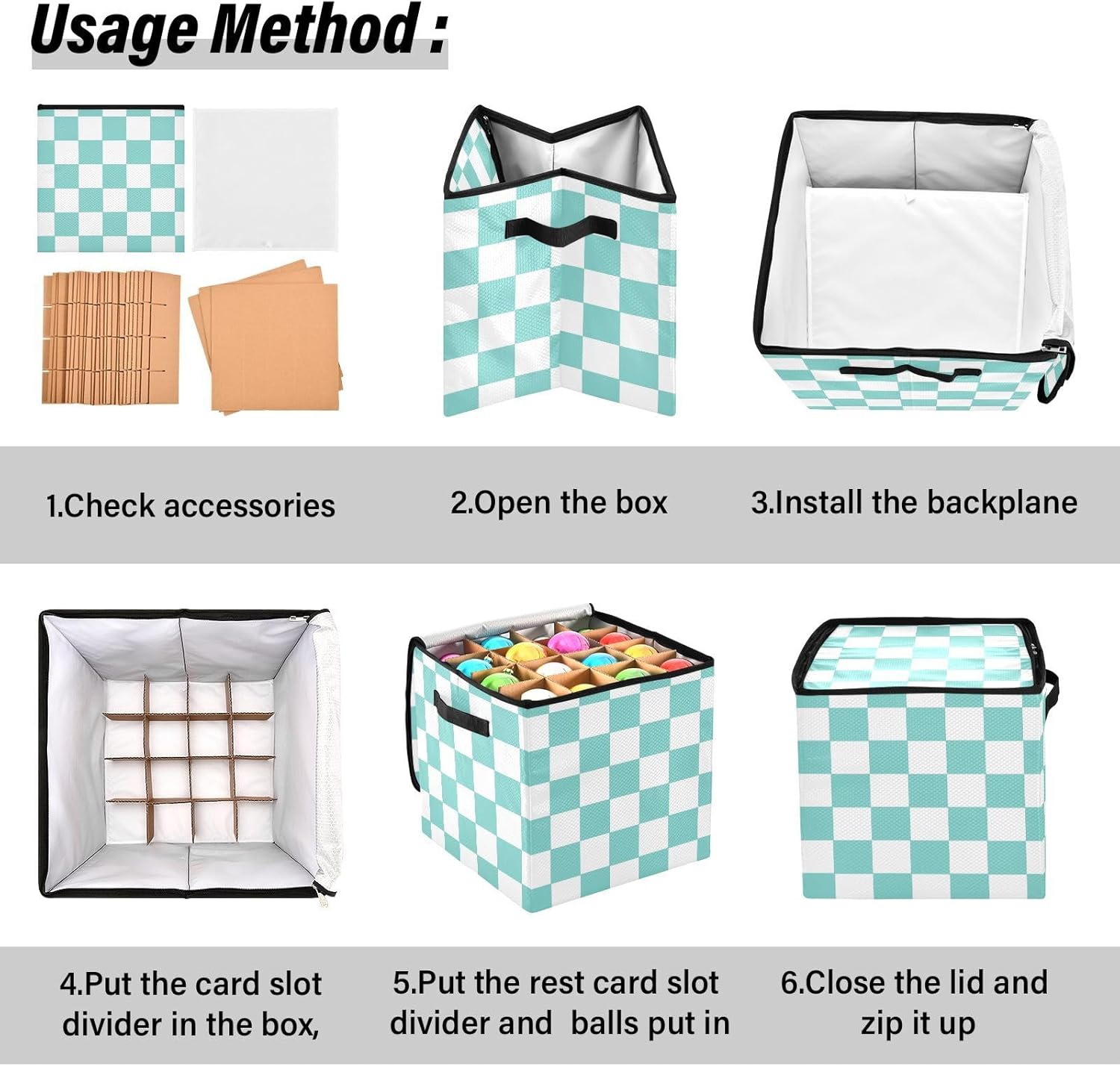 High Capacity Christmas ornament storage Holds Up to 64, Adjustable Dividers, Zippered Top, Two Handles foldable Holiday Storage Case with Lid,Green and White American Plaid