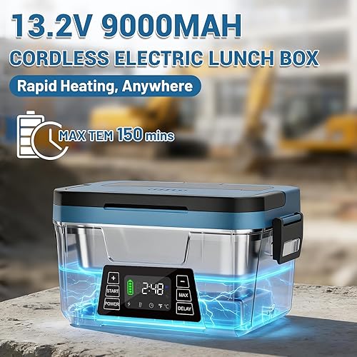 Miniatura 3 de Lonchera eléctrica inalámbrica de 80 W para adultos, control por aplicación, calentador de alimentos, 9000 mAh, recargable, autocalentamiento, 248 ,