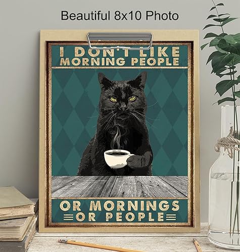 Miniatura 4 de Kitchen Wall Decor - Cat Wall Art - Funny Quotes Wall Decor - Coffee Bar Decor - Cafe Wall Decor - Black cat Themed Gifts for Cat Lovers - Cute Cat