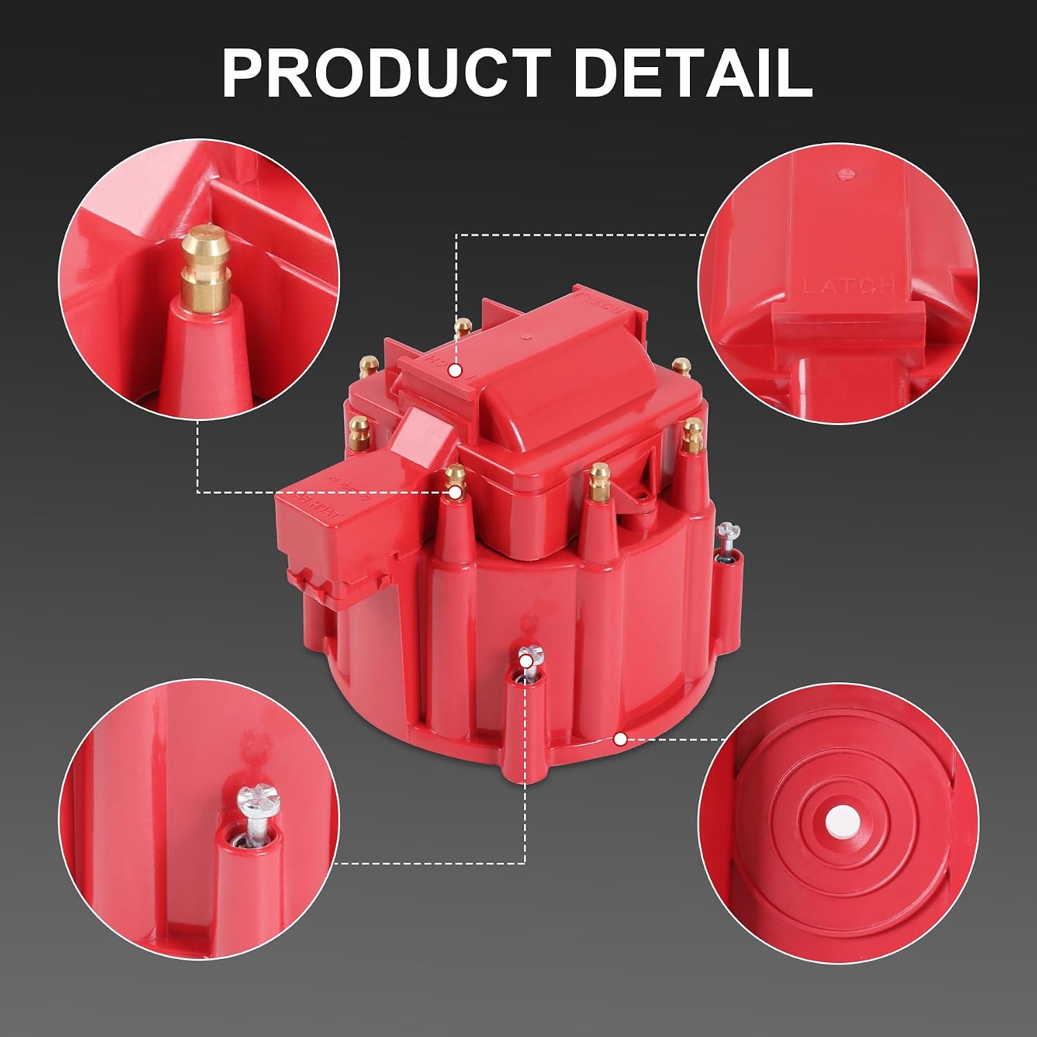 HEI Distributor Cap and Rotor Replacement For K549 SBC 283 305 307 327 350 400 BBC 454 396 427 Red Male Large Distributor Cap Rotor Kit