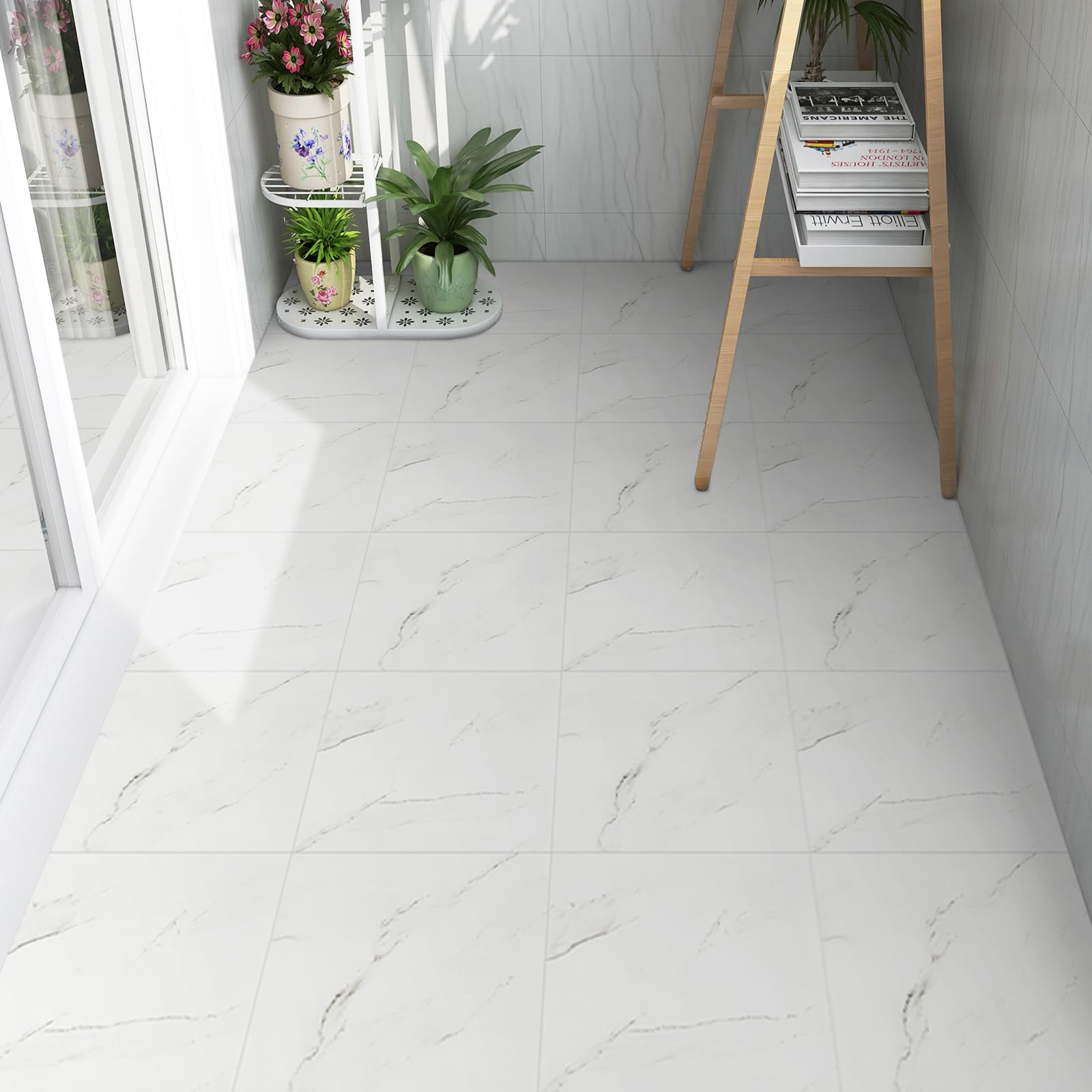 Floor Tiles Self Adhesive, Vinyl Flooring Peel and Stick Floor Tiles Waterproof for Kitchen Living Room and Bathroom DIY Flooring 30x30cm 10pcs