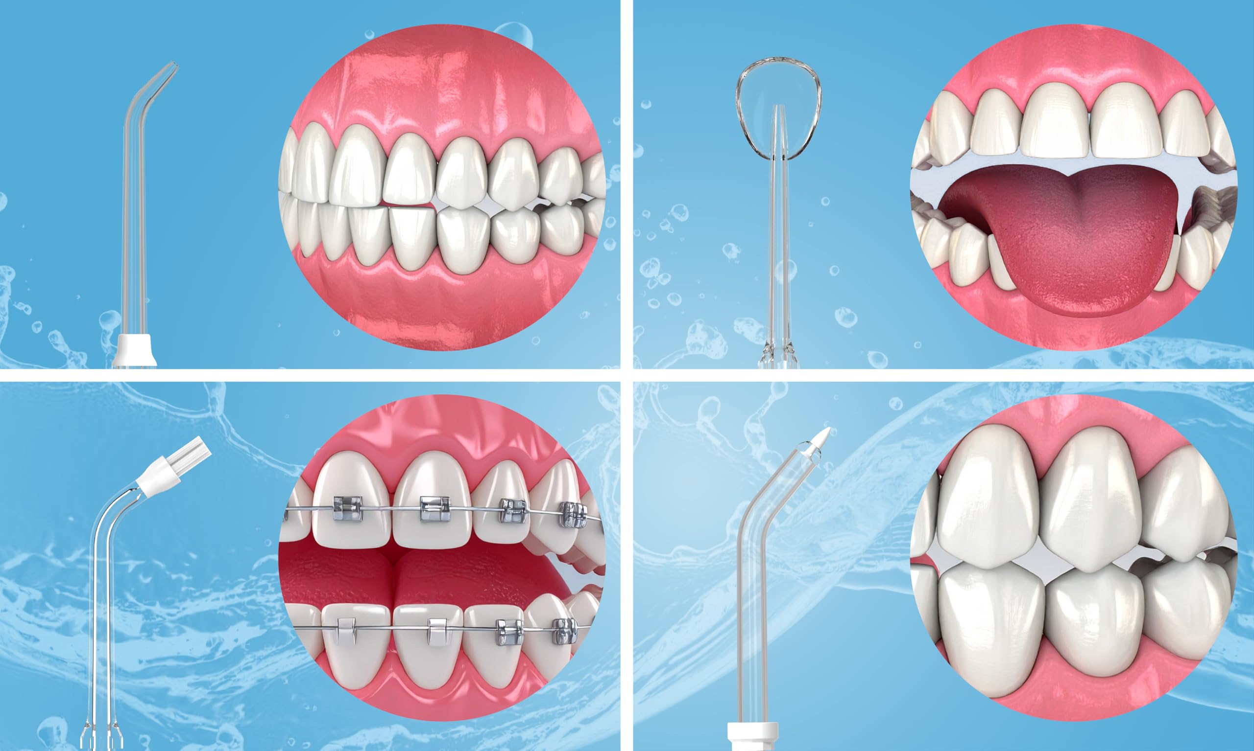 Irrigatore orale senza fili con 4 modalità, 160 PSI, serbatoio da 230 ml, 5 ugelli, IPX7 impermeabile, ricaricabile tramite USB, per spazi interdentali e parentesi graffe, RY200B Eldom
